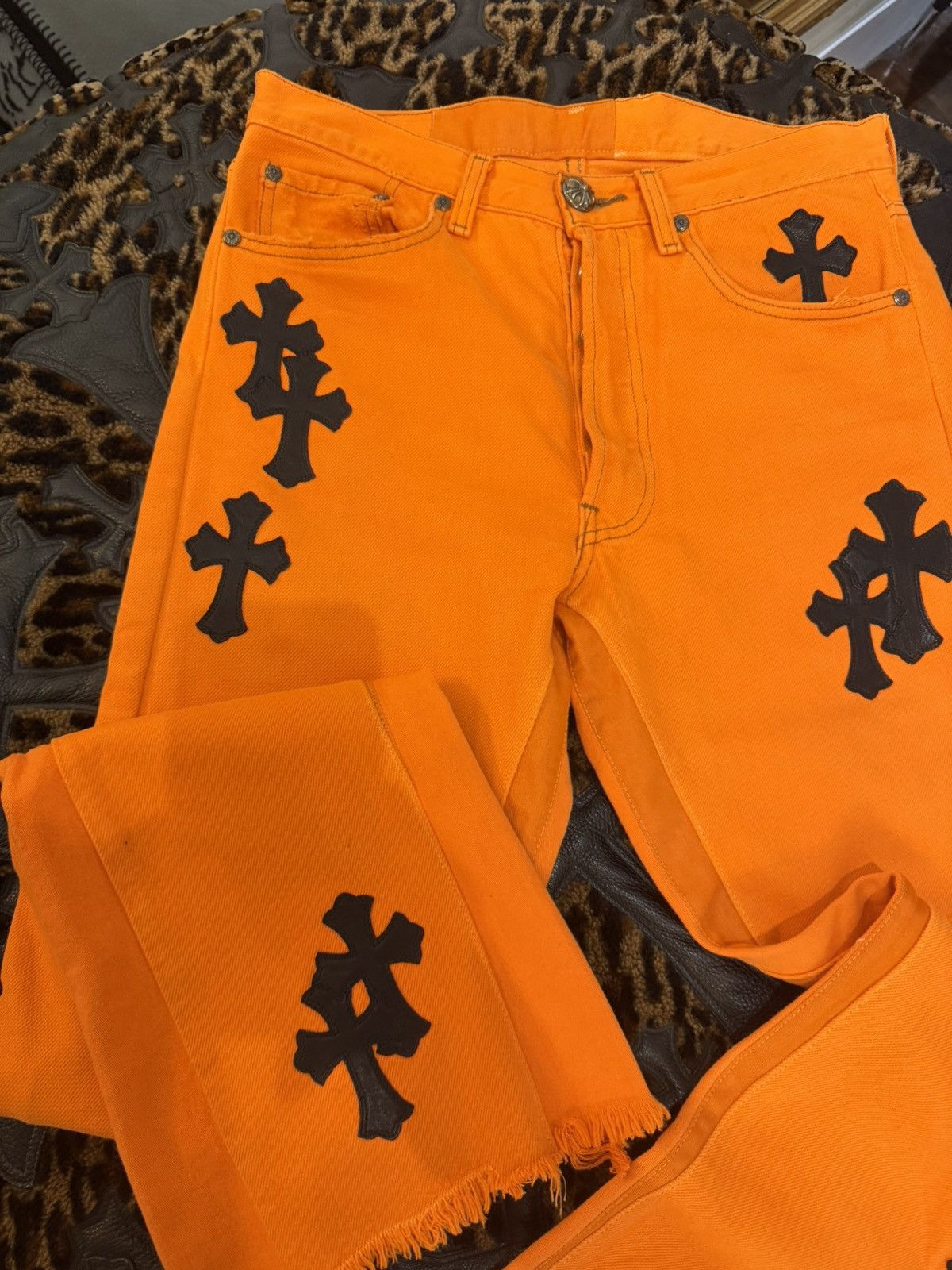 Chrome Hearts Chrome Hearts 2017 Virgil orange Levi Cross patch Jeans Size US 28 / EU 44 - 2 Thumbnail