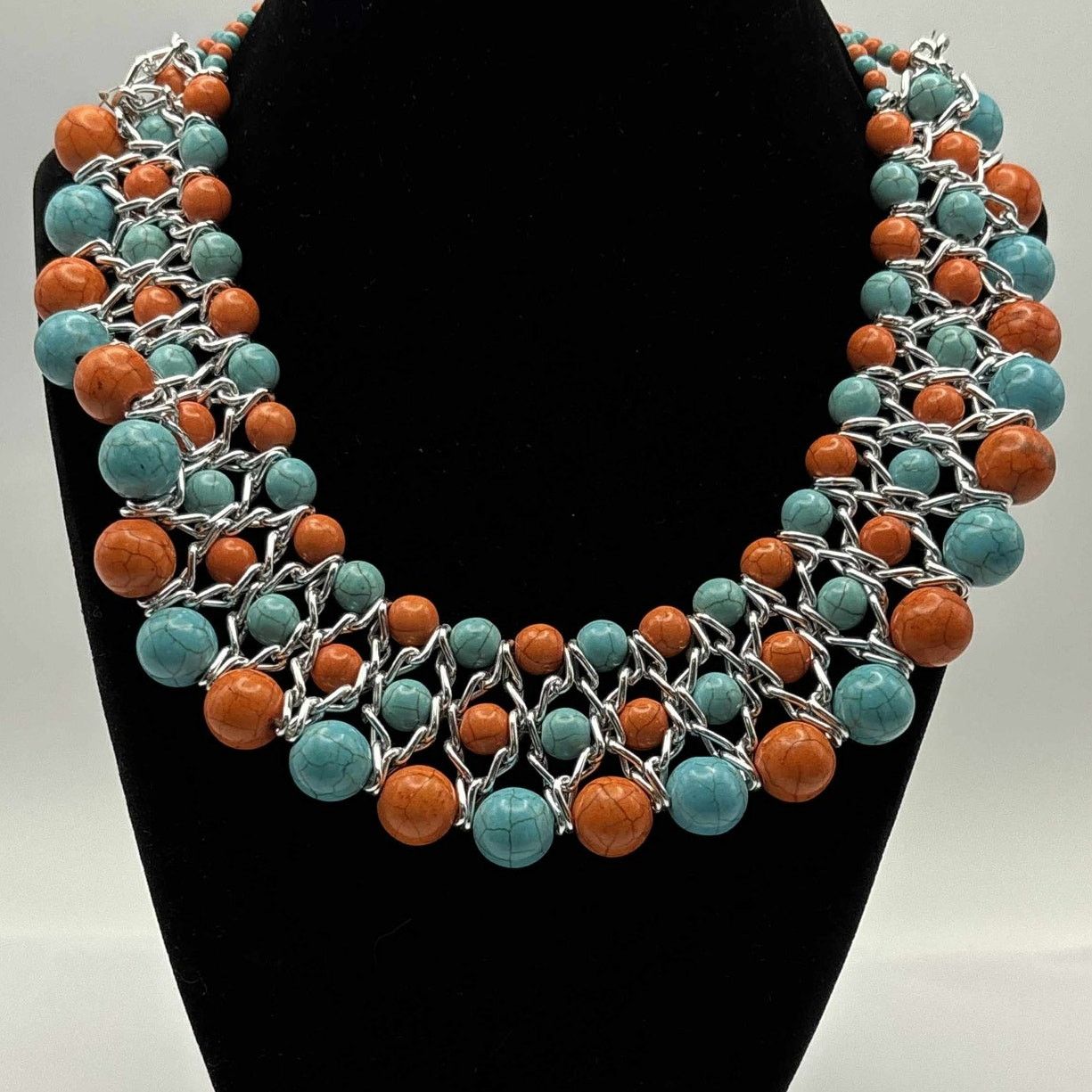 Other Turquoise & Orange Bib Necklace Size ONE SIZE - 1 Thumbnail