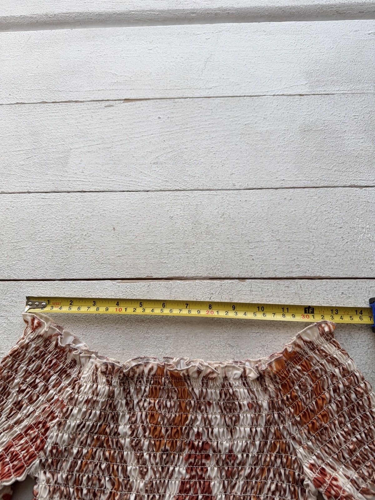 Japanese Brand Italian Boho Smocked Crop Top Puff Sleeves Made in Italy Size XS / US 0-2 / IT 36-38 - 9 Thumbnail