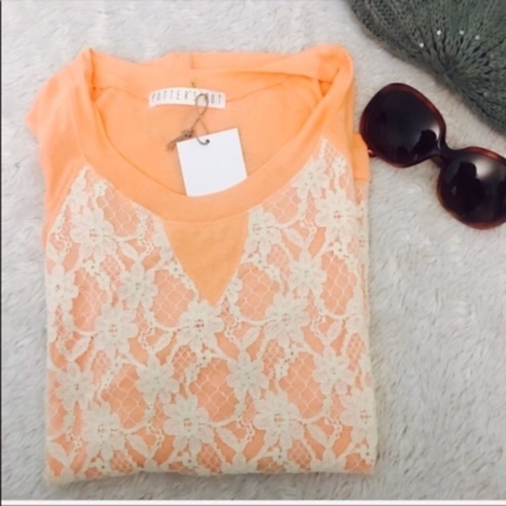 Other Potters Pot Coral Lace Front Lightweight Long Sleeve Top – S Size M / US 6-8 / IT 42-44 - 4 Thumbnail