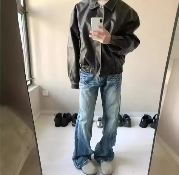 VIBE Lightning Grain Pattern Straight Leg Jeans Size US 35 - 4 Thumbnail