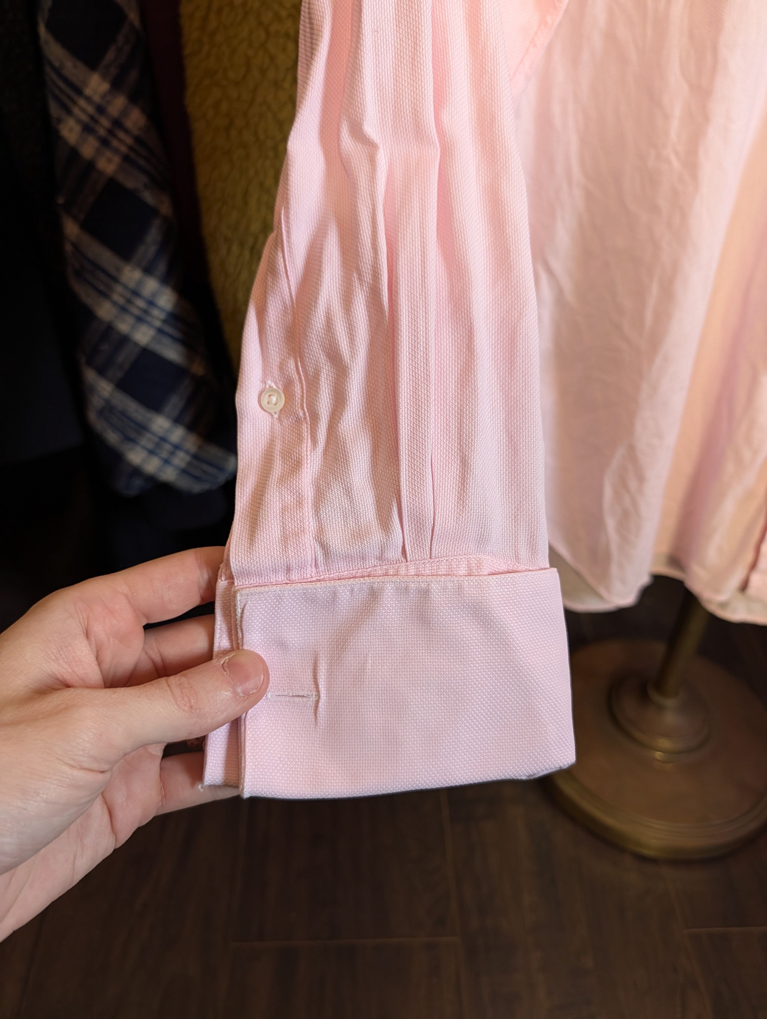 Hamilton Pink pique French cuff bespoke MiUSA cotton dress shirt Size US L / EU 52-54 / 3 - 4 Thumbnail