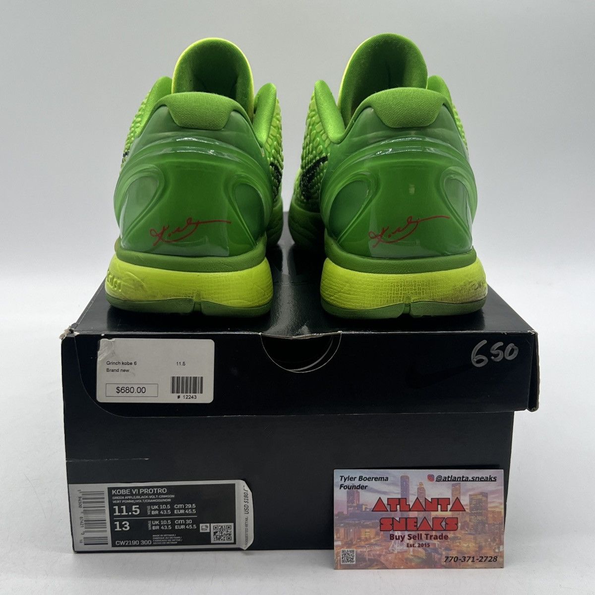 Nike Zoom Kobe 6 protro grinch Size US 11.5 / EU 44-45 - 3 Thumbnail