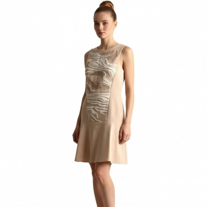 Tibi Tibi Beige Crew Neck Sleeveless Mini Dress, US6 Size M / US 6-8 / IT 42-44 - 1 Thumbnail