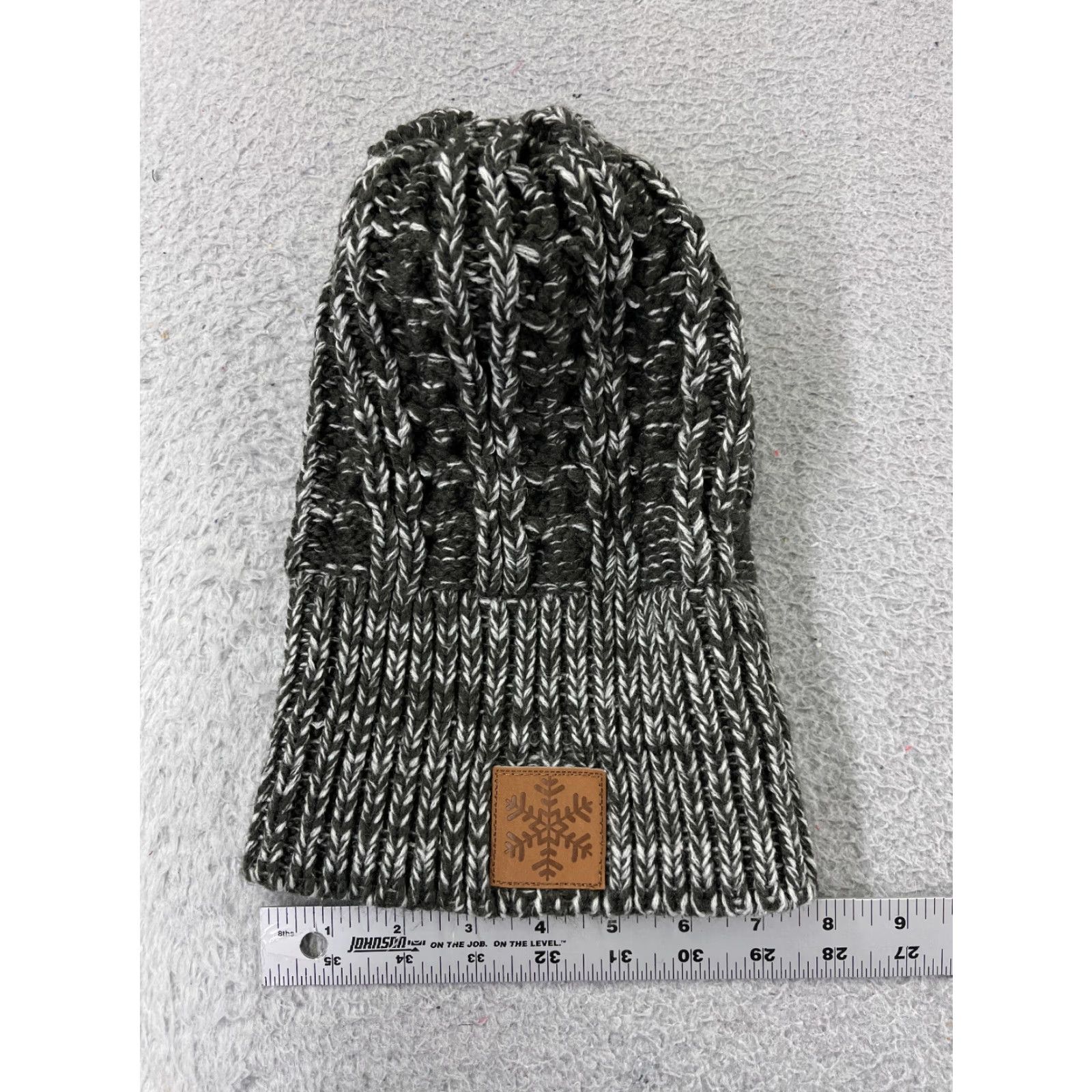 Vintage Gertex Beanie Adult One Size Gray Cable Knit Snowflake 100% Acrylic Pom Hat Mens Size ONE SIZE - 5 Thumbnail