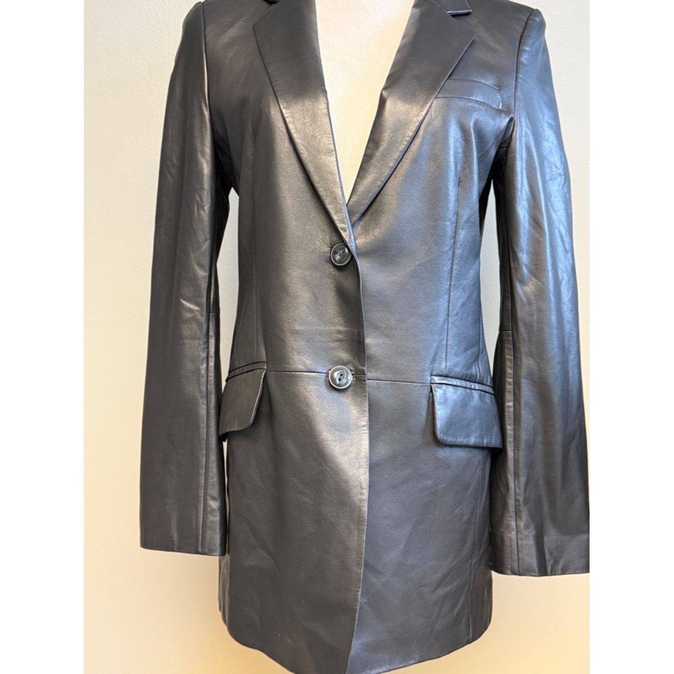 Rag & Bone Rag & Bone Lamb Leather Blazer Black Size 2 Tailored Jacket Size XS / US 0-2 / IT 36-38 - 3 Thumbnail