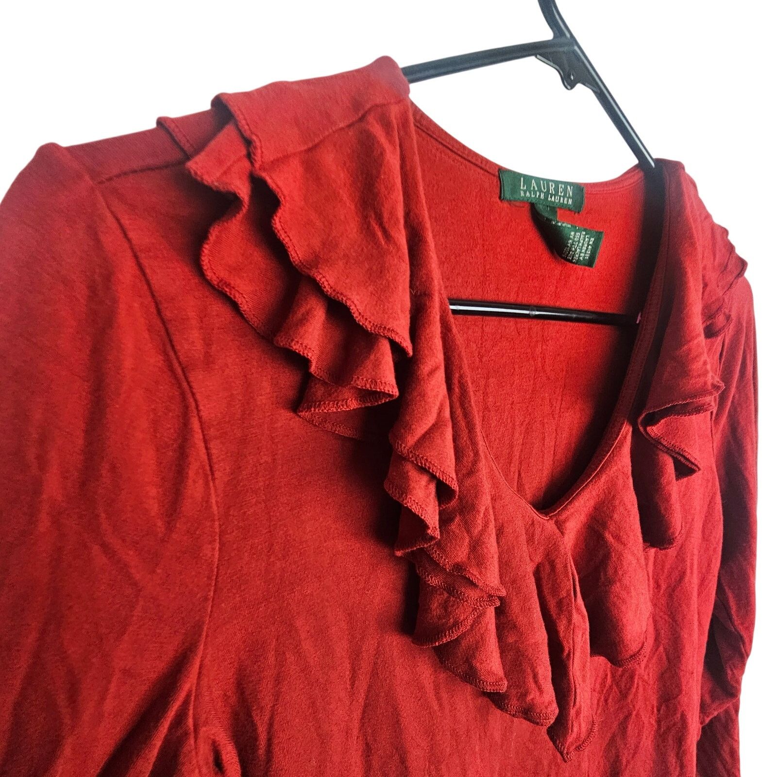 Lauren Ralph Lauren Lauren Ralph Lauren Ruffle Neck Blouse M Stretch Classic Size M / US 6-8 / IT 42-44 - 5 Thumbnail