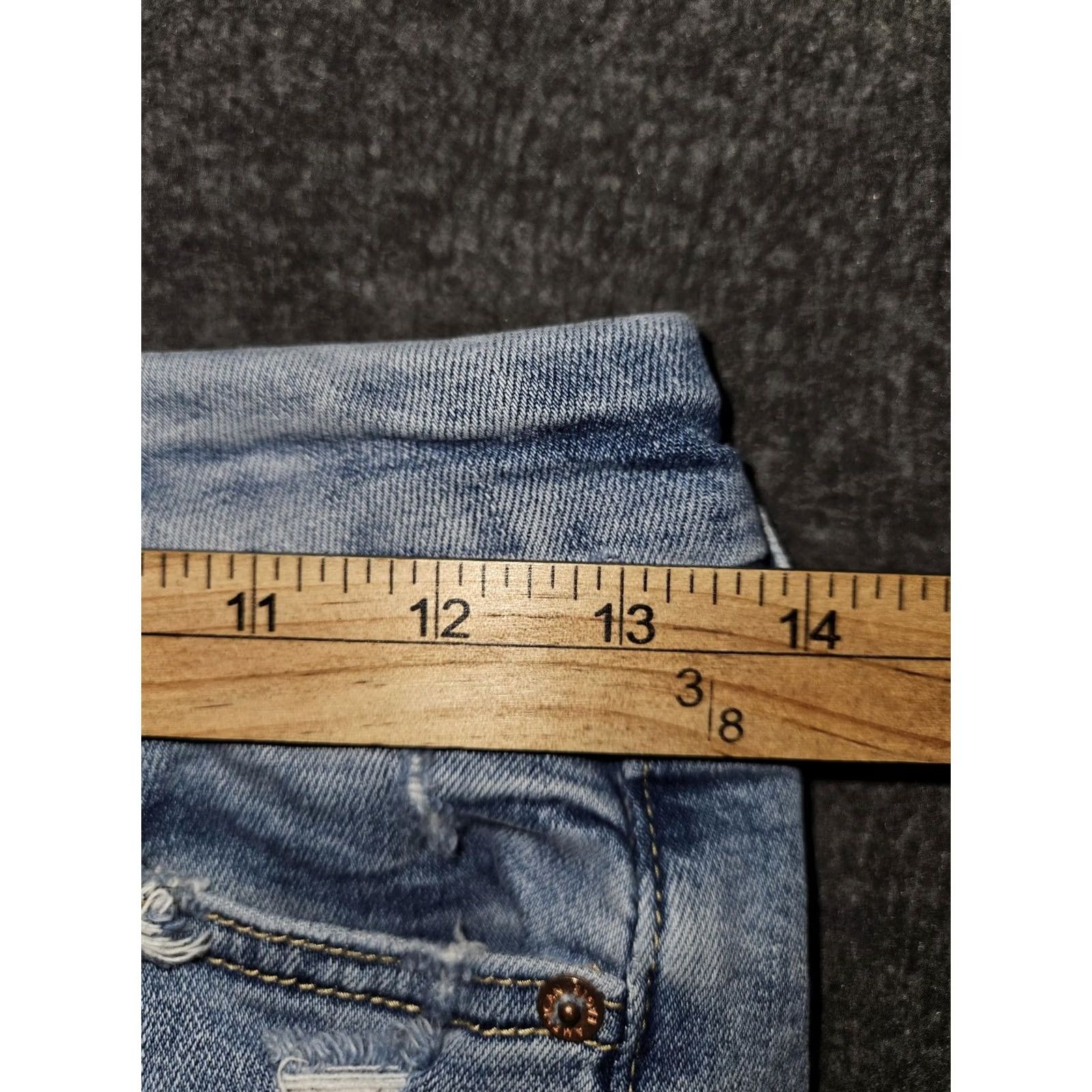American Eagle Outfitters VINTAGE? No. American Eagle Outfitters Shorts Womens 2 Blue Curvy Hi-Rise Shortie Distressed Denim Cut-Off Super Stretch Shorties Size 26" / US 2 / IT 38 - 5 Thumbnail
