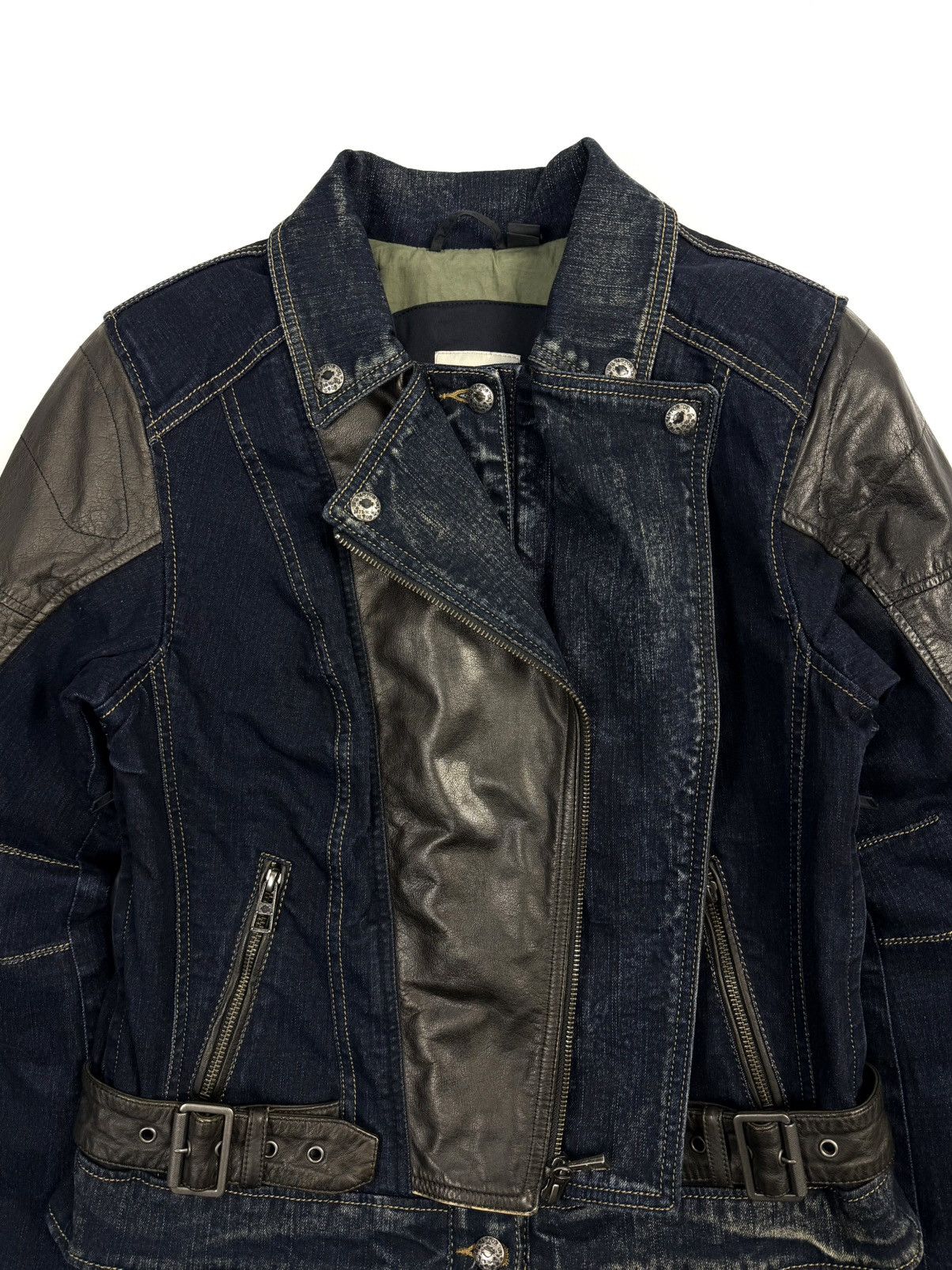 Harley Davidson Harley Davidson Vintage Buffalo Leather Denim Biker Jacket Size M / US 6-8 / IT 42-44 - 7 Thumbnail