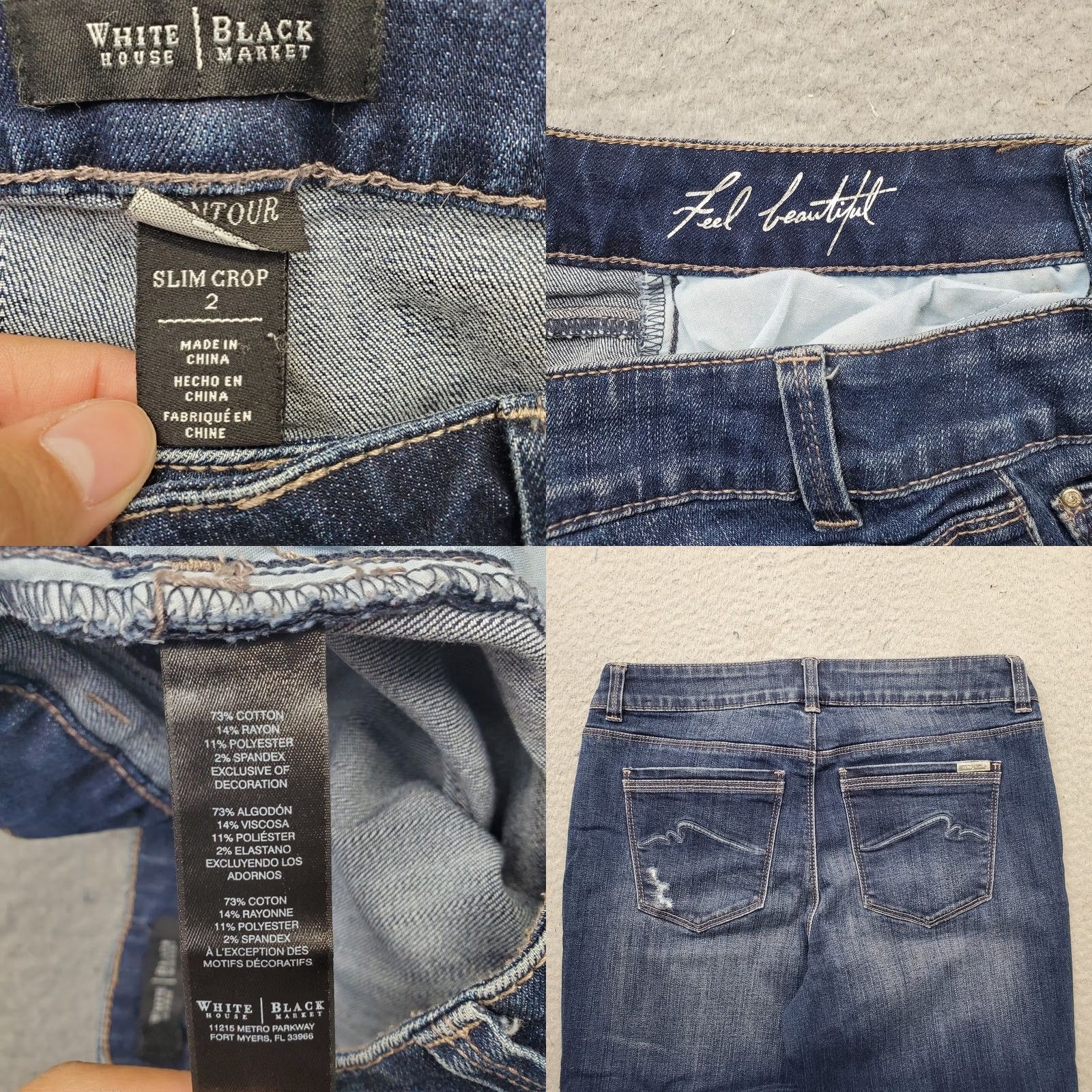 White House Black Market White House Black Market Jeans Women 2 Blue Denim Stretch Slim Crop Straight Leg Size 26" / US 2 / IT 38 - 8 Thumbnail
