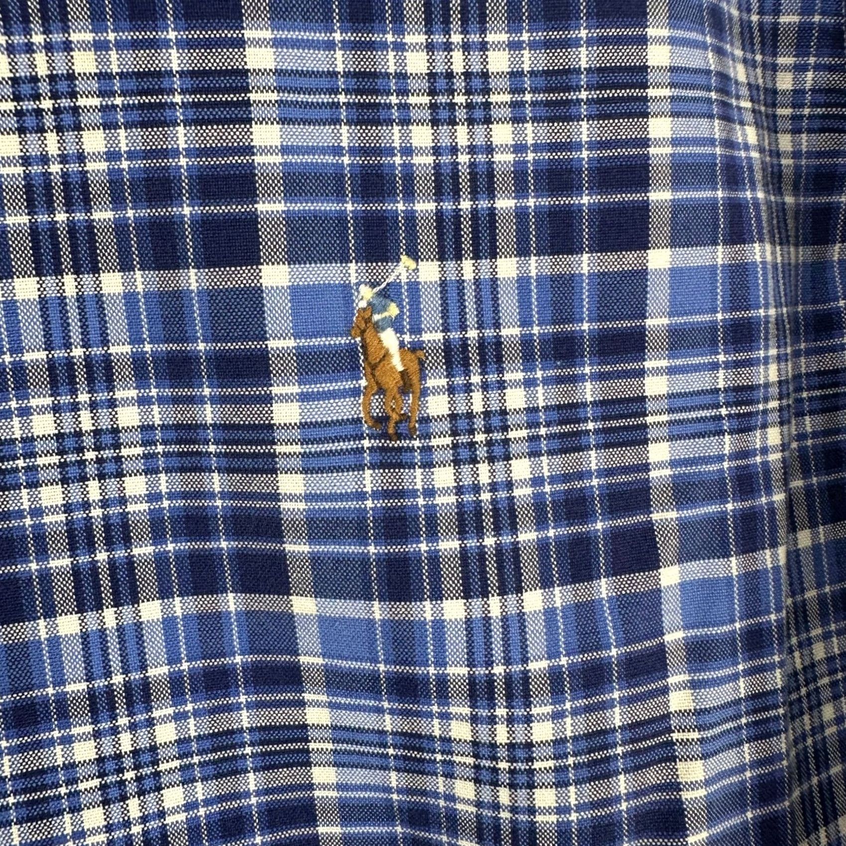 Ralph Lauren Ralph Lauren Button Down Shirt Mens 2XL Blue White Plaid Long Sleeve Pony Shirt Size US XXL / EU 58 / 5 - 6 Thumbnail