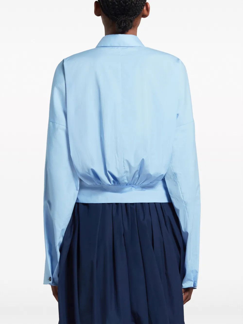 Marni o1w1db10125 Long Sleeve Cropped Cotton Shirt in Light Blue Size L / US 10 / IT 46 - 4 Thumbnail