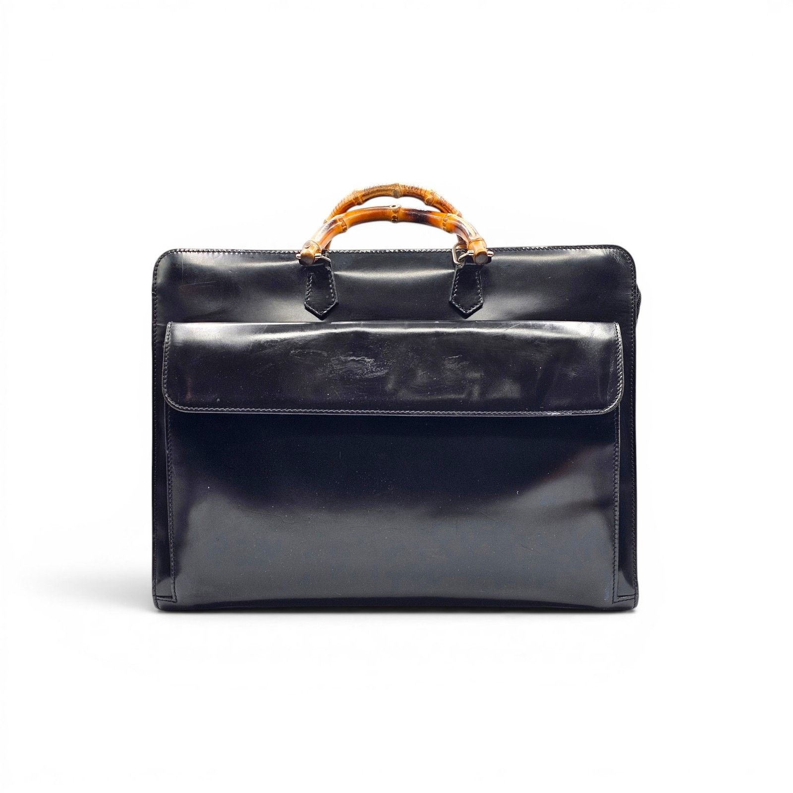 Gucci Vintage Bamboo Top-Handle Briefcase Attache Black Leather Size ONE SIZE - 1 Thumbnail