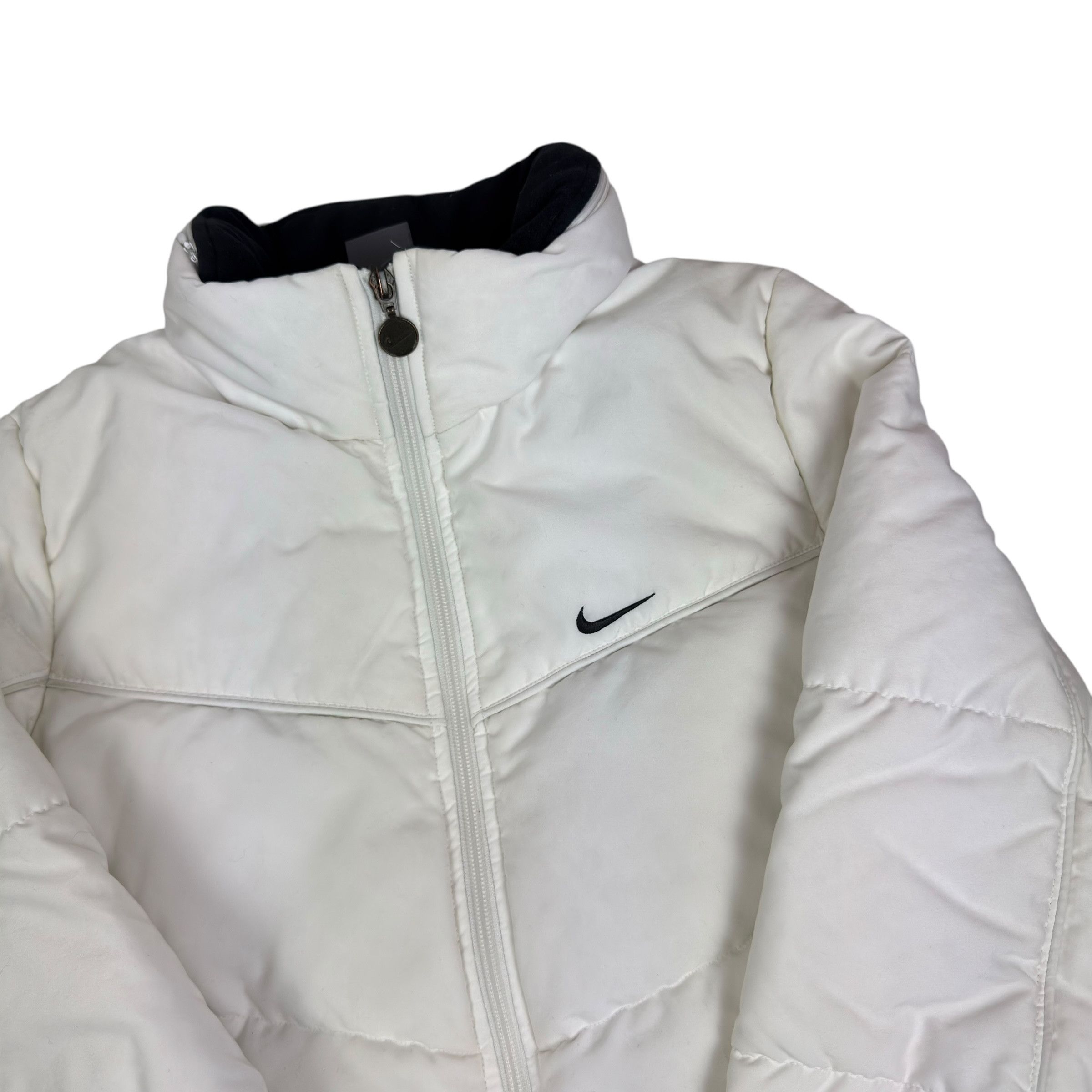 Nike Nike Womens White Black Solo Swoosh Full Zip Puffer Jacket S Size S / US 4 / IT 40 - 5 Thumbnail