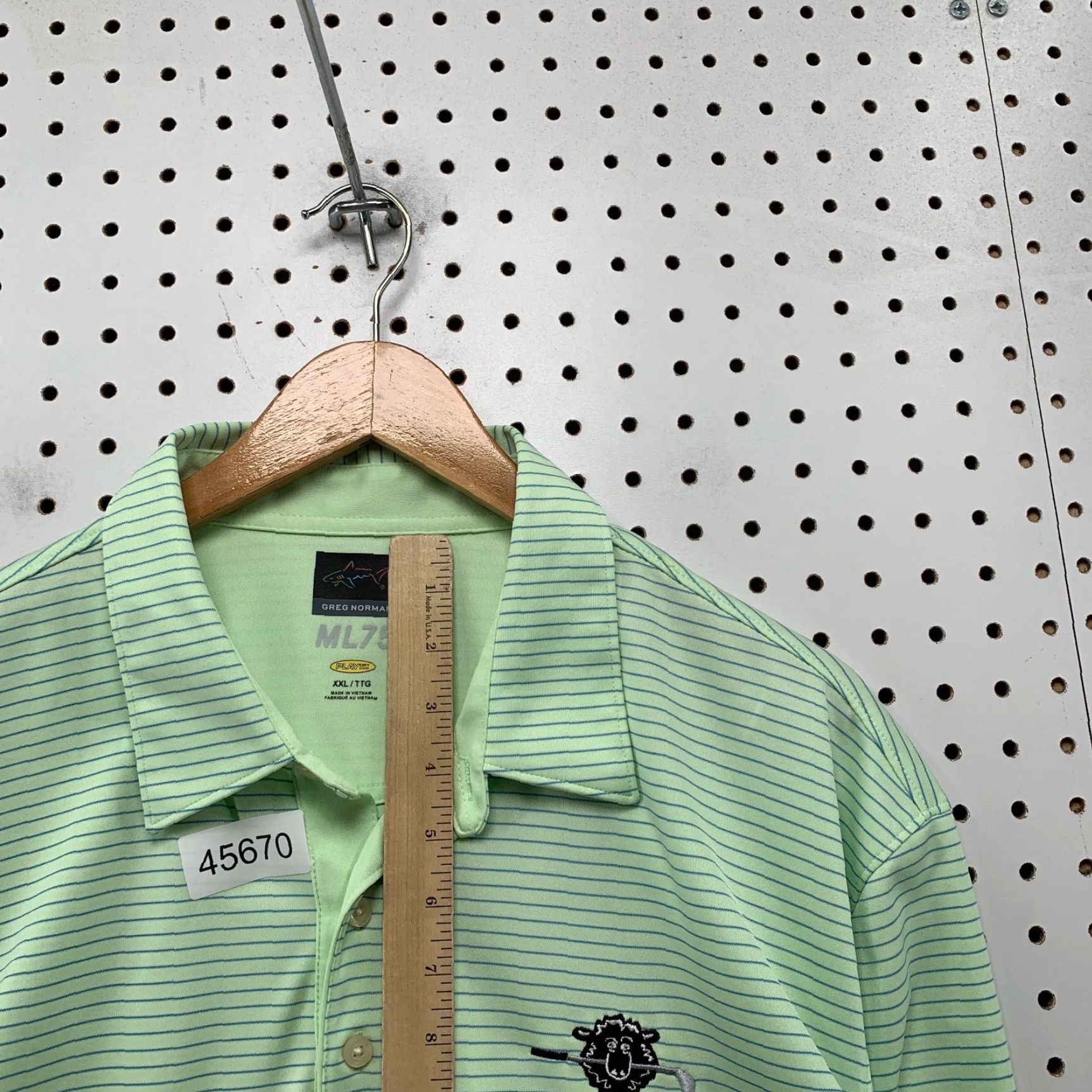 Vintage Greg Norman Black Sheep Golf Club Polo Shirt Mens 2XL Striped Mint Green Button Shirt Golf Polo Mens 2XL Green Striped Size US XXL / EU 58 / 5 - 6 Thumbnail