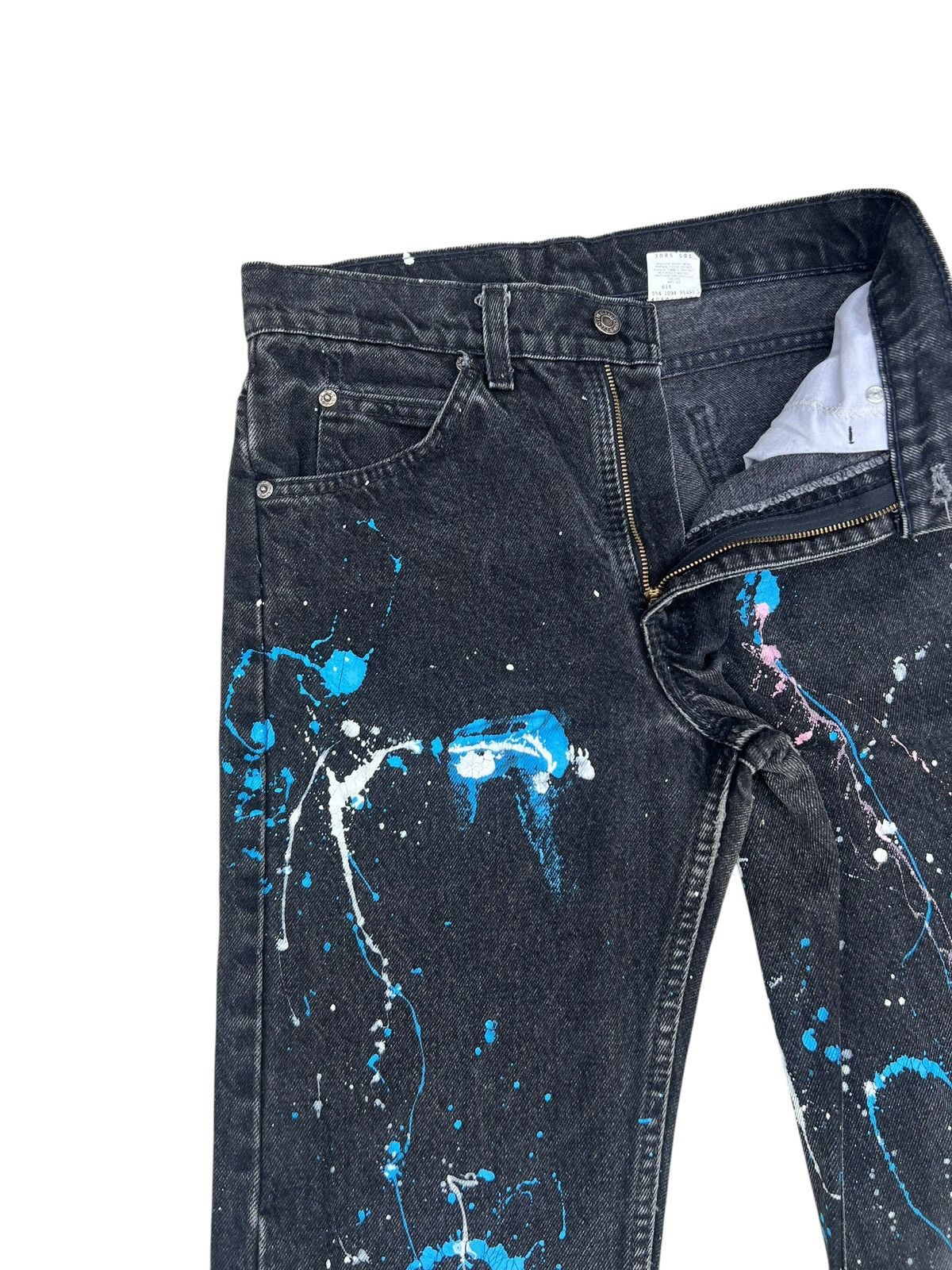Levi's 1994 Levi’s 505 Fade Black Denim Orange Tab Painter Jeans Size US 29 - 8 Thumbnail