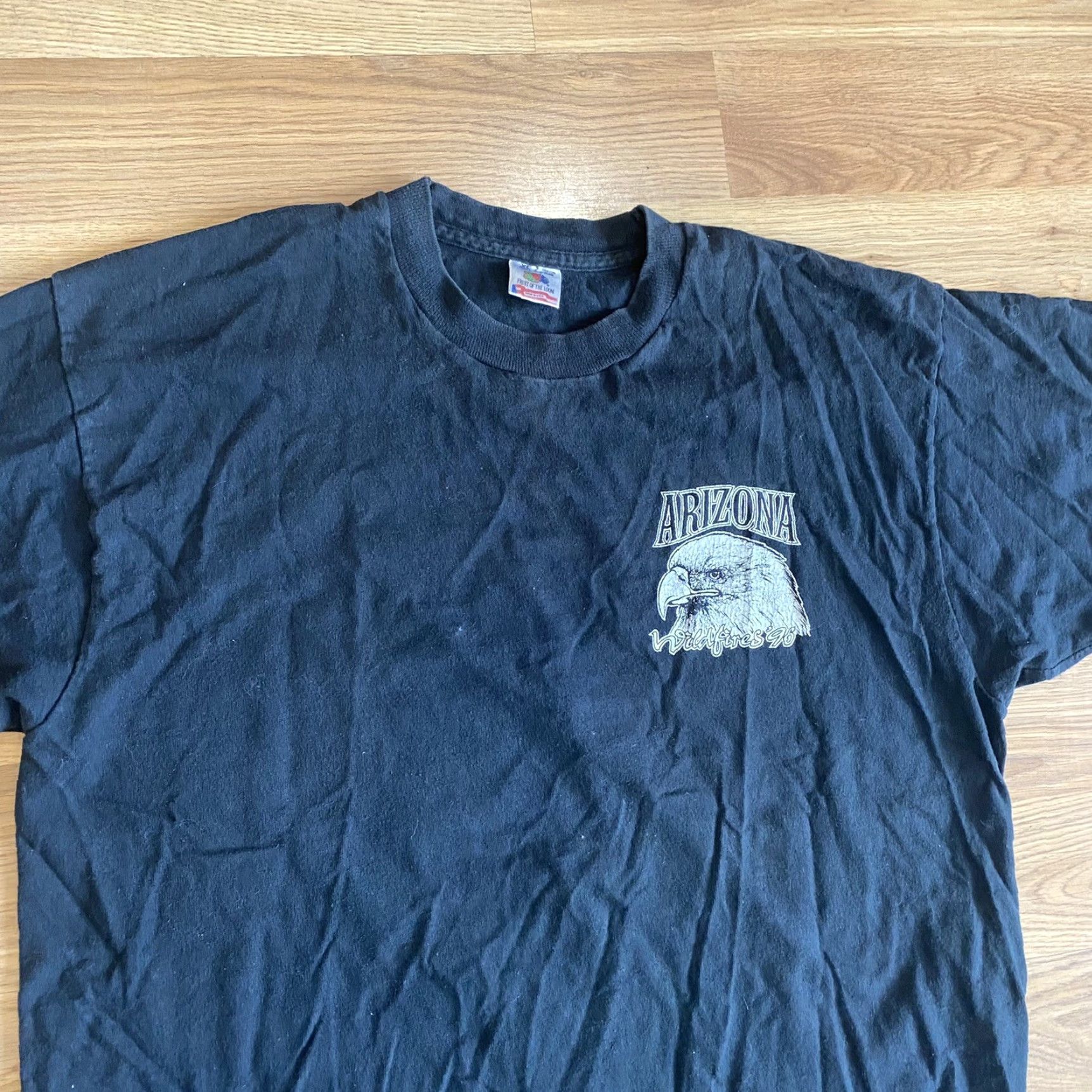 Fruit Of The Loom VINTAGE Arizona WildFires Eagle Graphic T-Shirt USA Made Single Stitch XL Mens Black Cotton 90s Retro Wild Fires Logo 1996 Size US XL / EU 56 / 4 - 7 Thumbnail