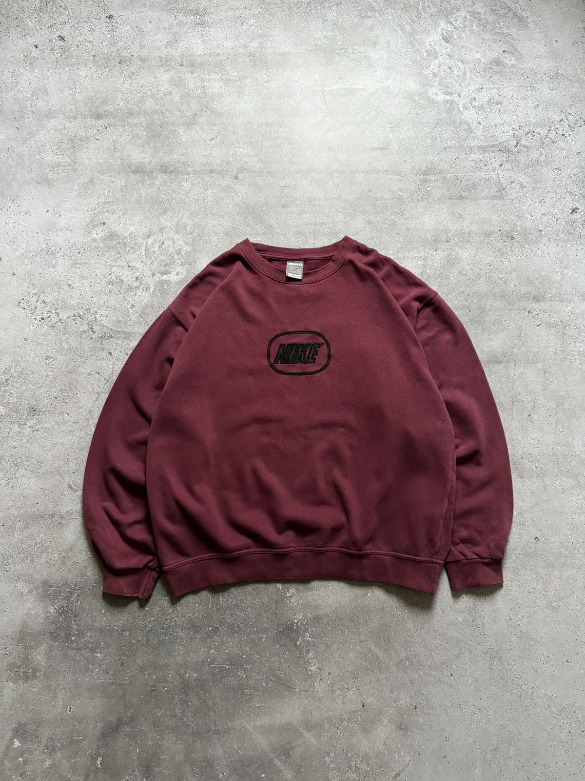 Nike × Vintage Vintage Y2K Nike Big Logo Burgundy Sweatshirt Size US M / EU 48-50 / 2 - 2 Thumbnail
