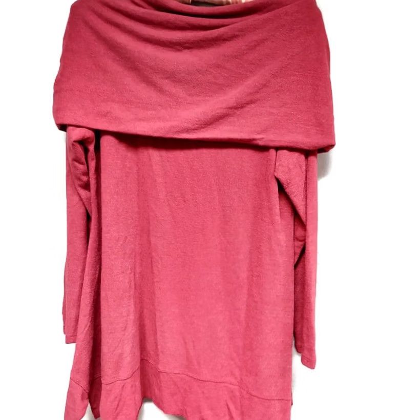 Soft Surroundings Soft Surroundings Womens Tunic Top Petite Medium Pink Cowl Neck Asymmetric Size M / US 6-8 / IT 42-44 - 2 Thumbnail