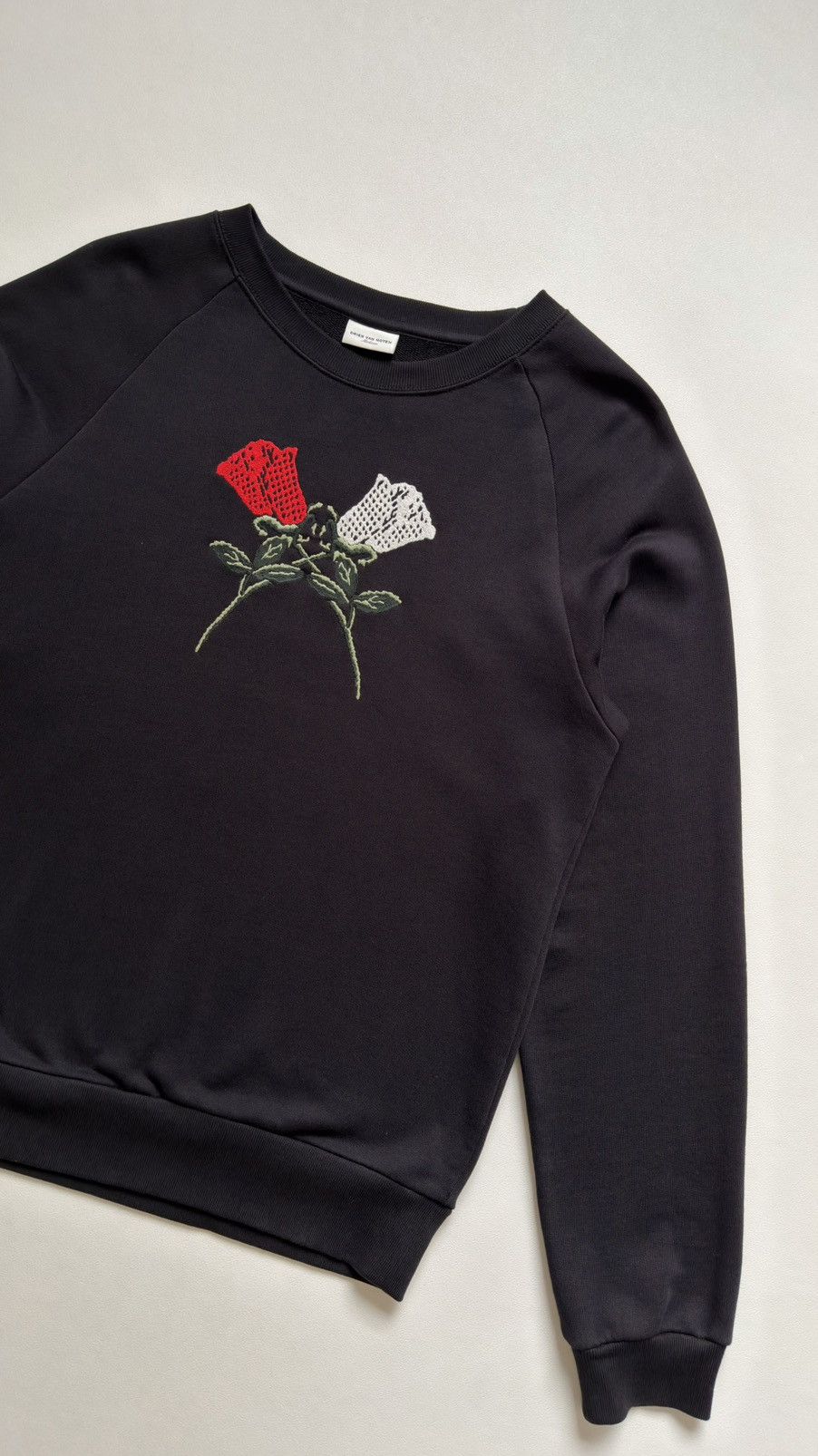 Dries Van Noten ‘Rose Embroidered’ Black Cotton Sweatshirt Size US M / EU 48-50 / 2 - 5 Thumbnail