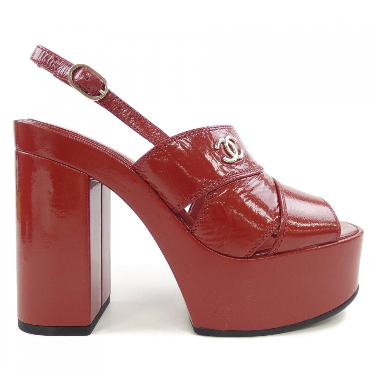 Chanel Chanel Chanel G45016B13070 Crumpled Patent Lambskin Sandals Leather Shoes G45016B13070 DUTY FREE for USA Size ONE SIZE - 1 Thumbnail