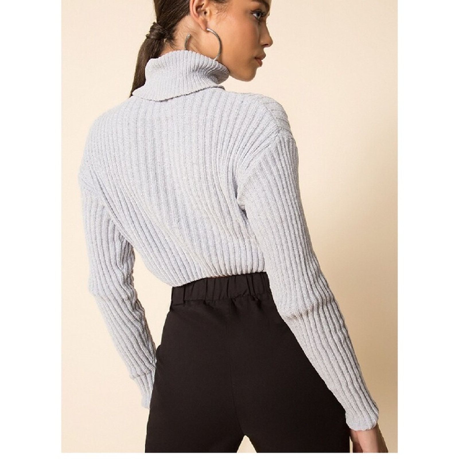 superdown Superdown “Tammy” Ribbed Turtleneck Sweater – Gray – Size Sm Size S / US 4 / IT 40 - 3 Thumbnail