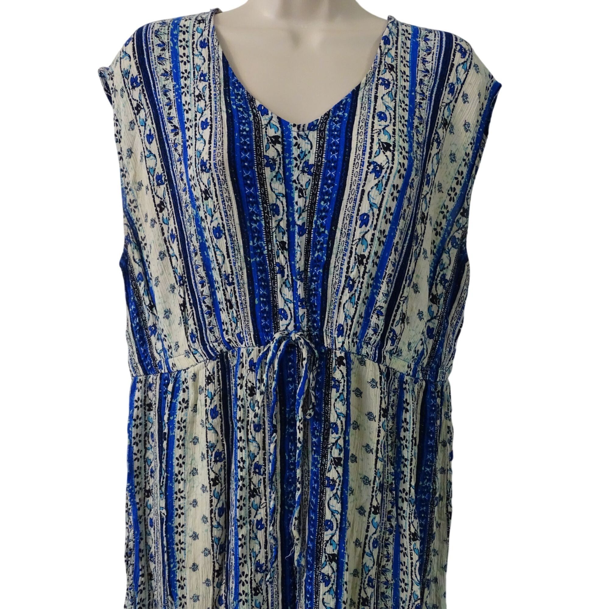 Forever 21 Forever 21 Women Blue Boho Stripe Floral Maxi Dress Size 1X Size XL / US 12-14 / IT 48-50 - 2 Thumbnail