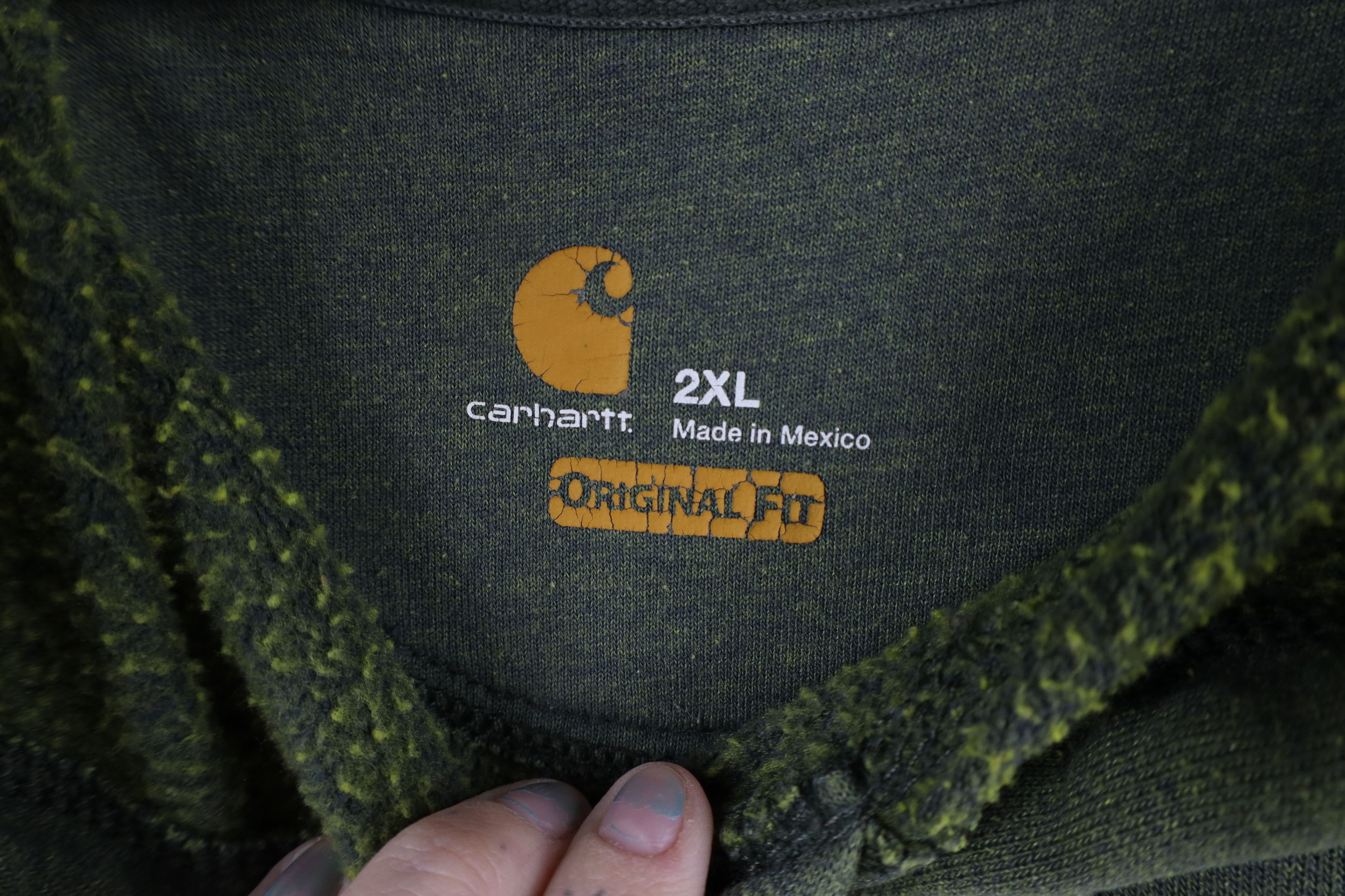 Carhartt × Vintage Vintage Carhartt Box Logo Hoodie Sweatshirt Heather Green Size US XXL / EU 58 / 5 - 9 Thumbnail