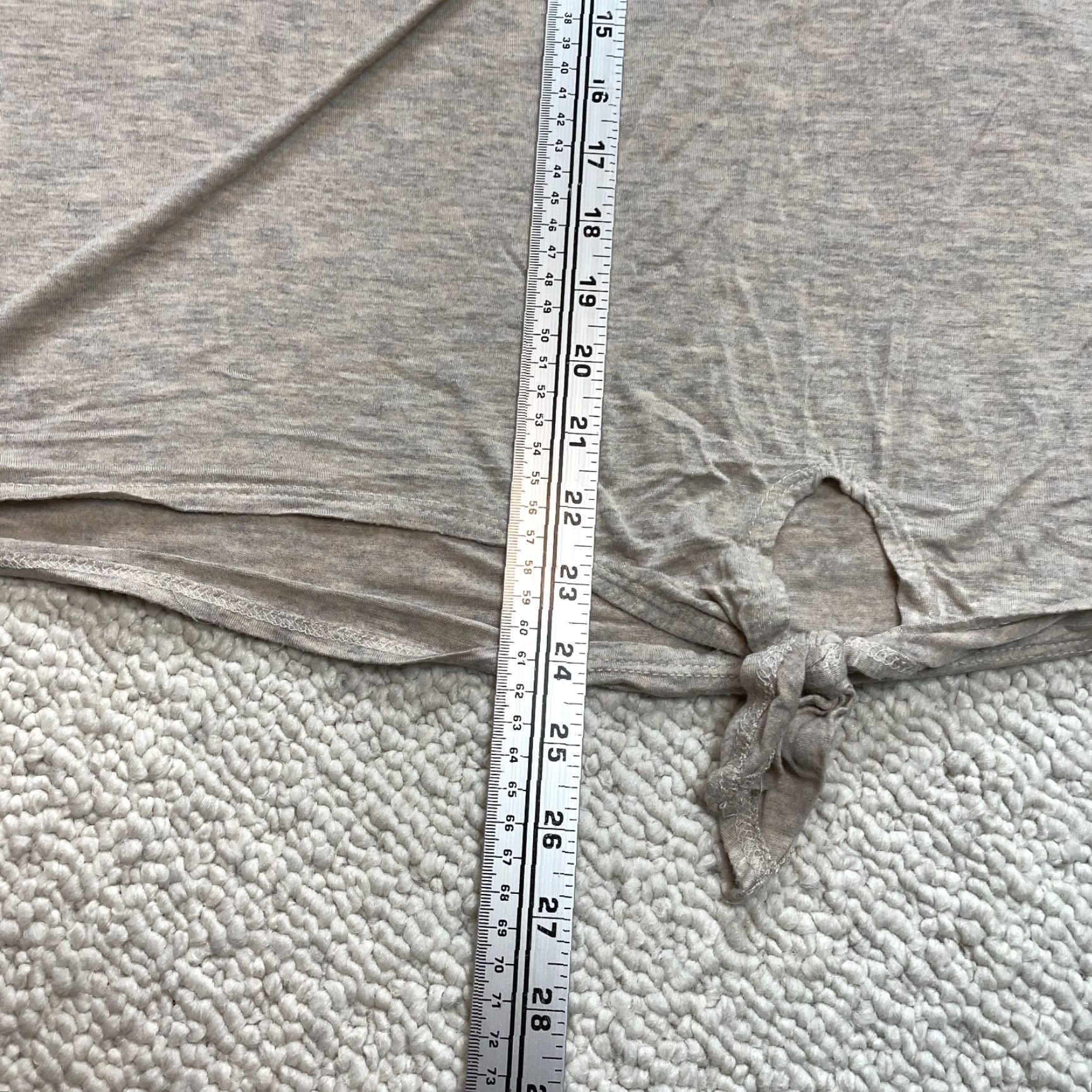 Vintage French Pastry Shirt Cap Sleeve Knot Hem Smile Logo Rayon Womens Plus 2X Beige Size XXL / US 16-18 / IT 52-54 - 7 Thumbnail