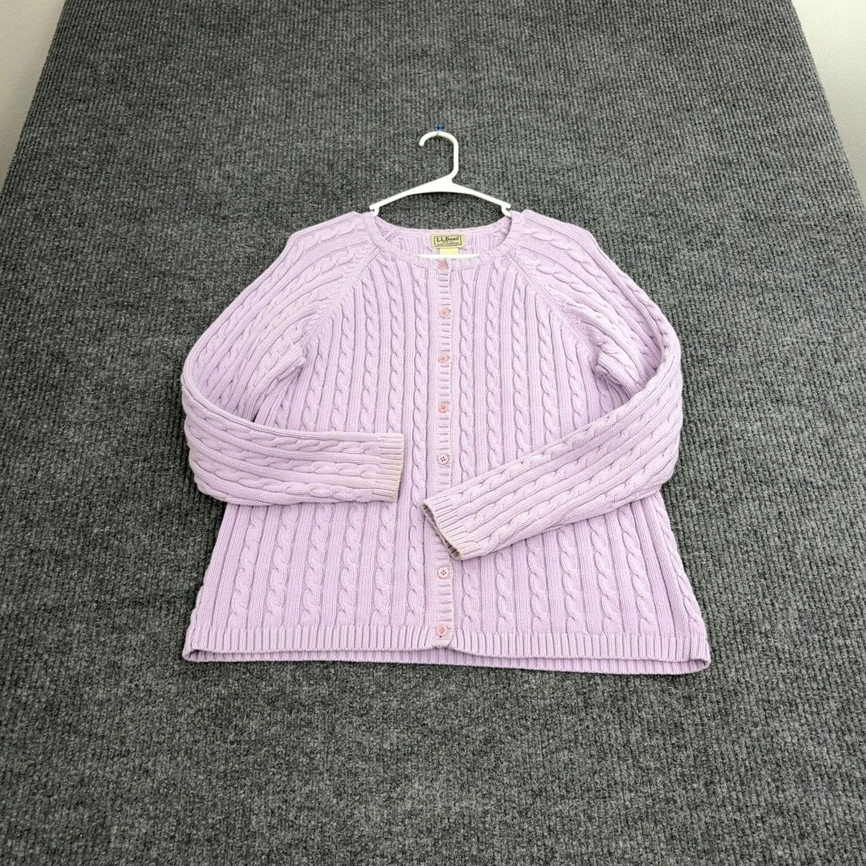Vintage LL Bean Cardigan Women L Purple Cotton Cable Knit Button Up Classic Casual Size L / US 10 / IT 46 - 3 Thumbnail