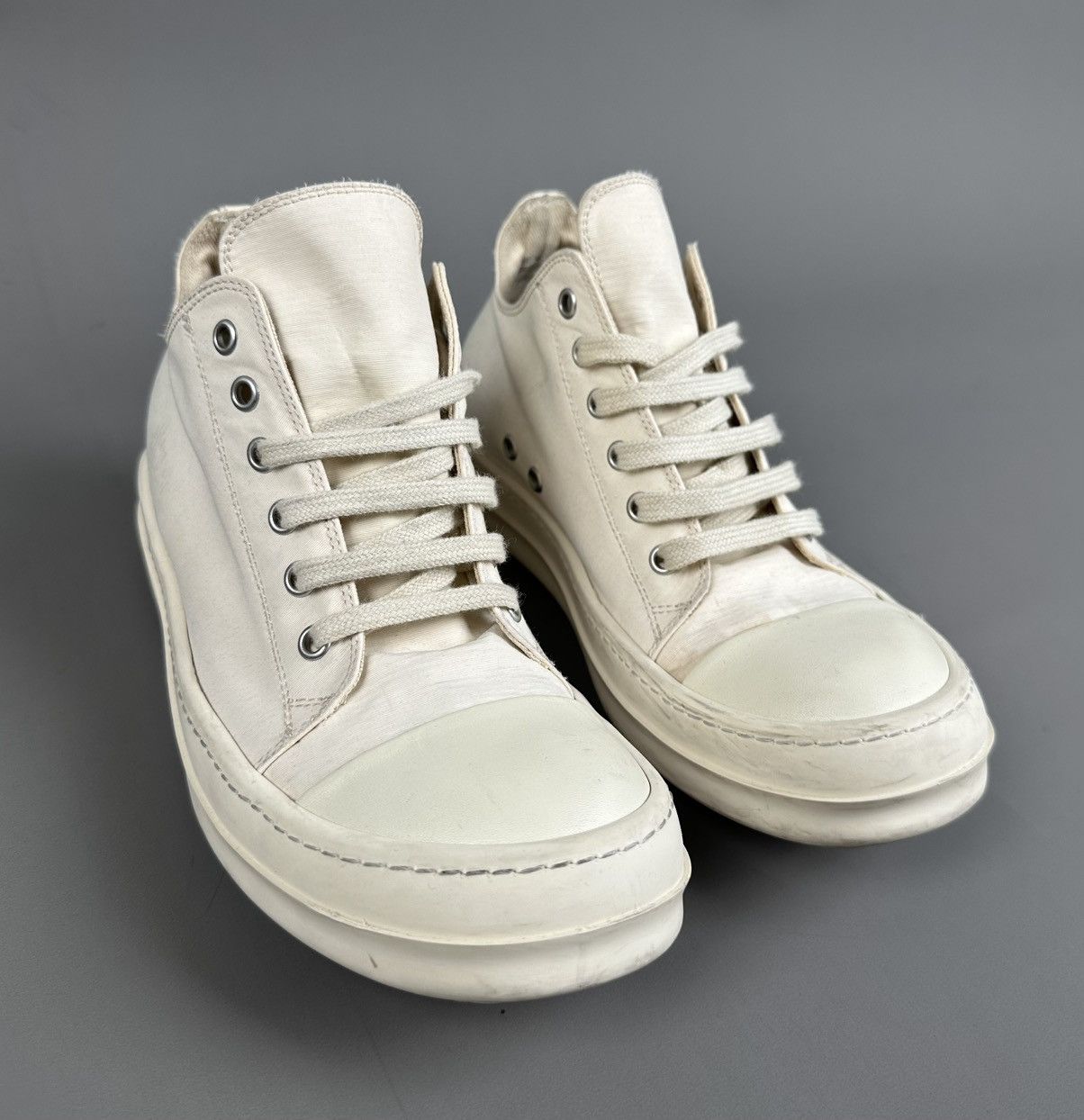 Rick Owens Rick Owens - Drkshdw Ramones Low Logo Patch - White Size US 7.5 / EU 40-41 - 11 Thumbnail