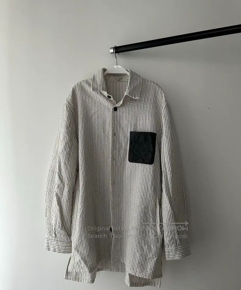 Loewe Loewe Striped Patch Leather Shirt with Leather Pockets Size US XXS / EU 40 - 1 Thumbnail