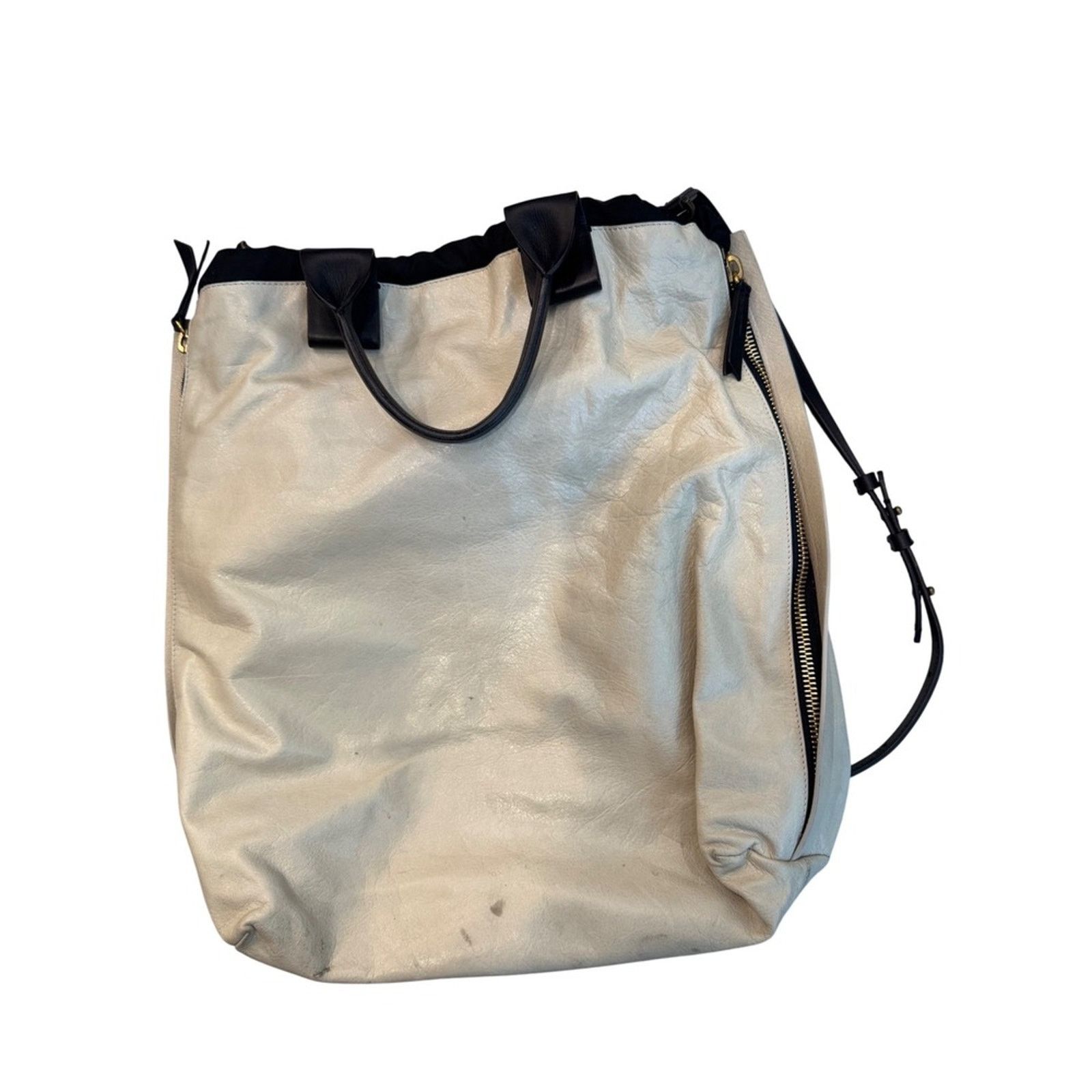Lanvin Lanvin Paris Leather Bow Accent Hobo Bag Cream Black Size ONE SIZE - 1 Thumbnail
