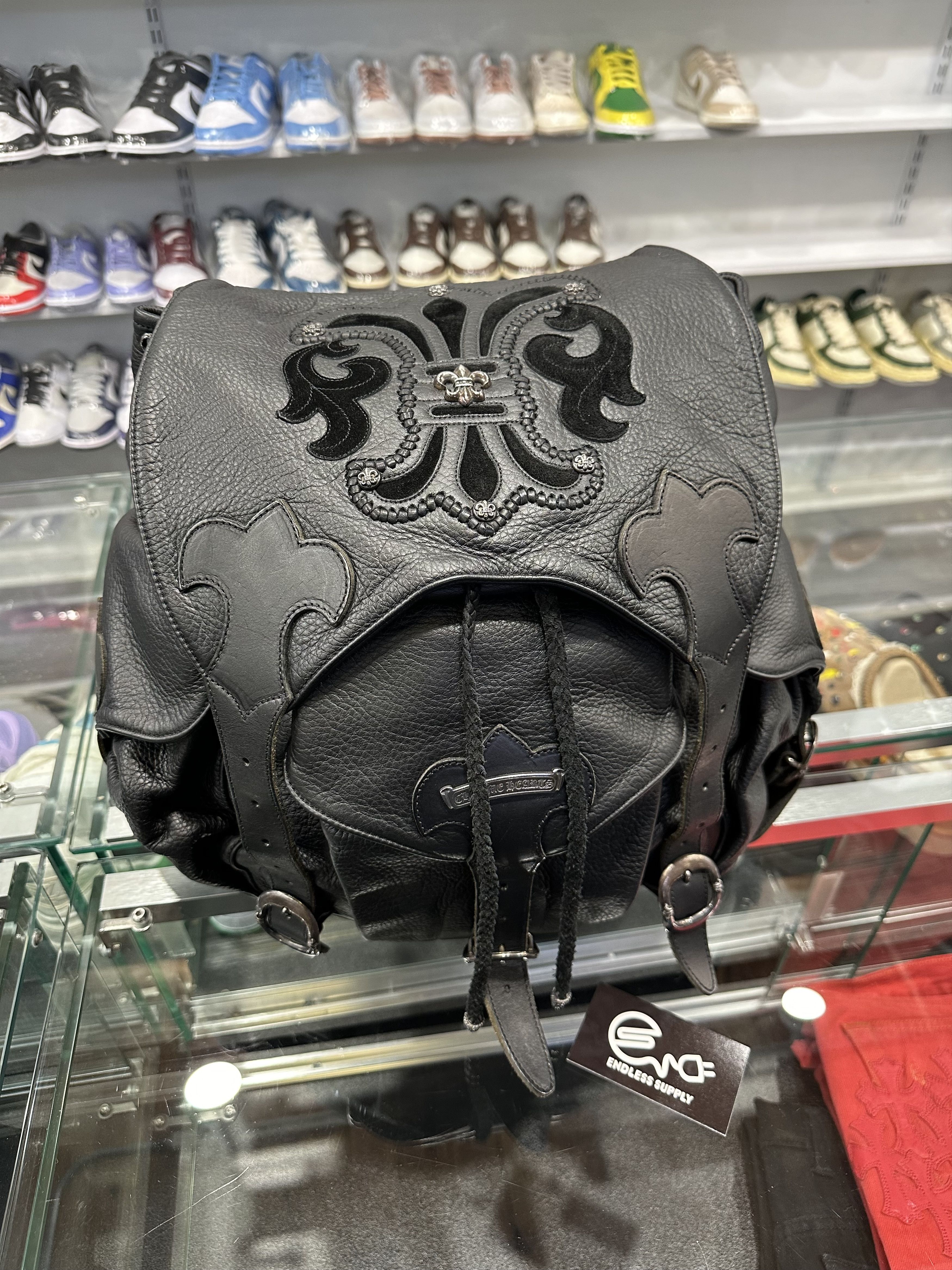 image of Chrome Hearts Black Fleur Backpack, Men's