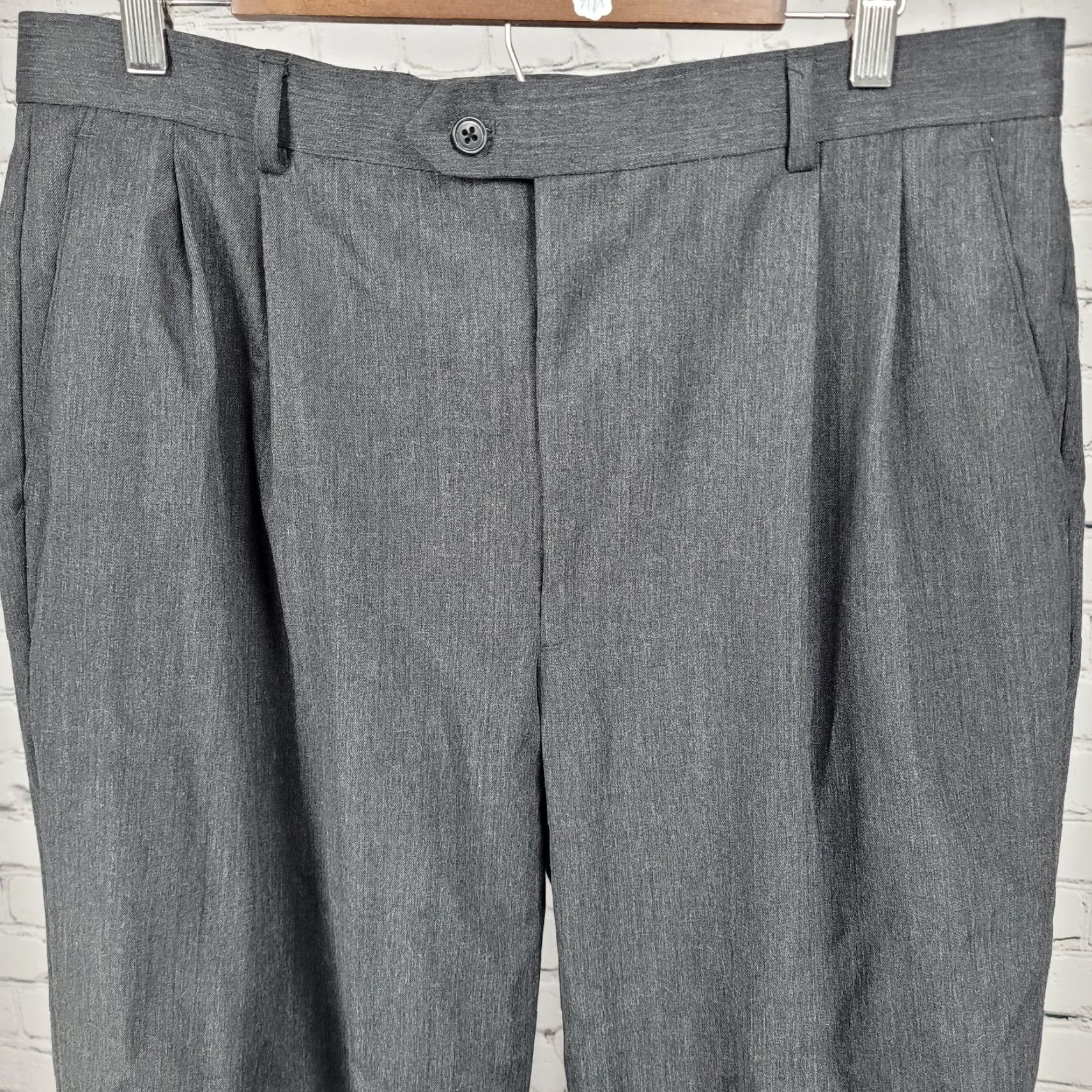 Joseph Joseph & Feiss Pants Grey Wool Blend Pleated Cuffed Straight Dress 35x30 34x30 Mens Size US 35 - 4 Thumbnail