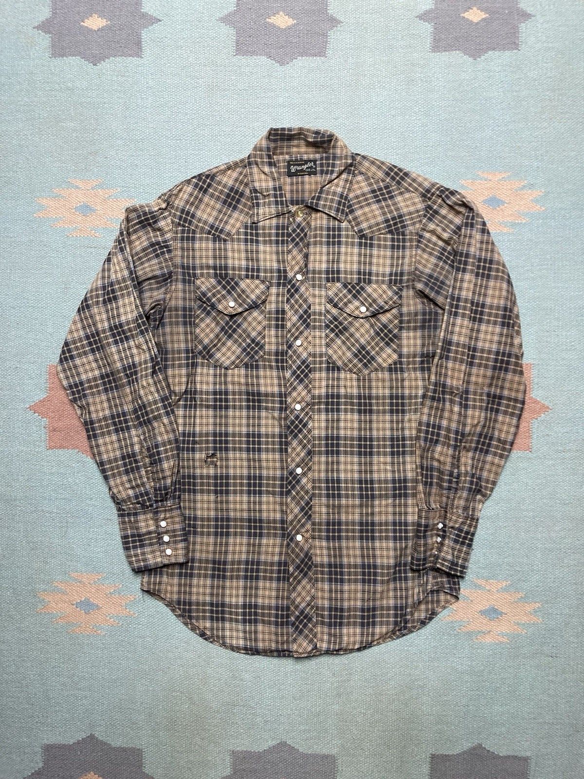 Vintage 70s wrangler Pearl snap shirt plaid blue bell western small Size US S / EU 44-46 / 1 - 1 Thumbnail