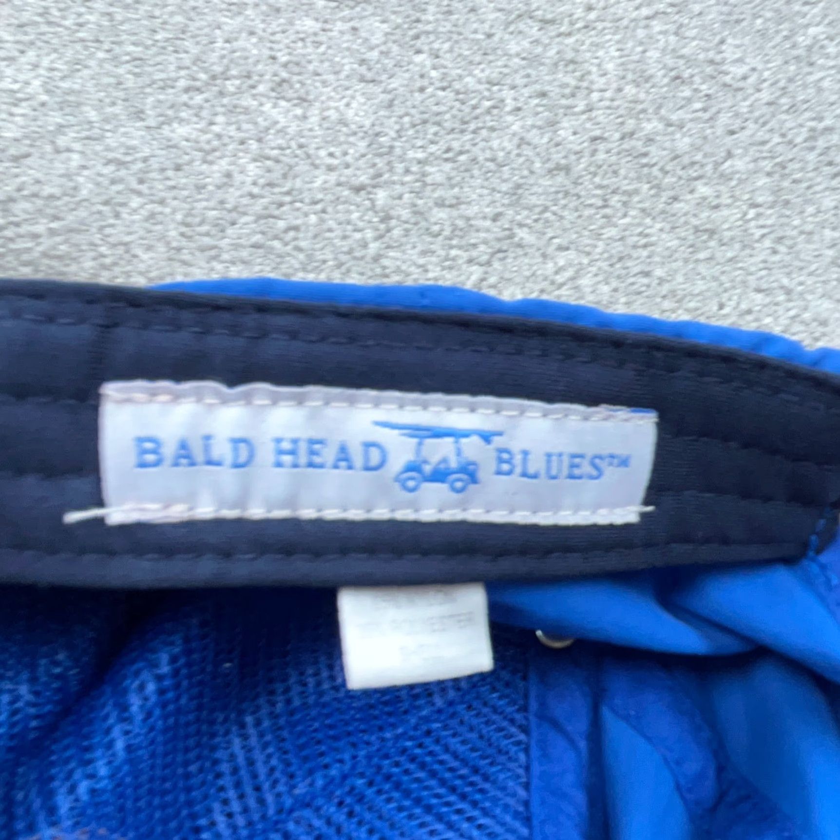 Vintage Bald Head Blues Golf Hat Cap Adjustable Strap Back Blue Lightweight Performance Wicking Size ONE SIZE - 7 Thumbnail