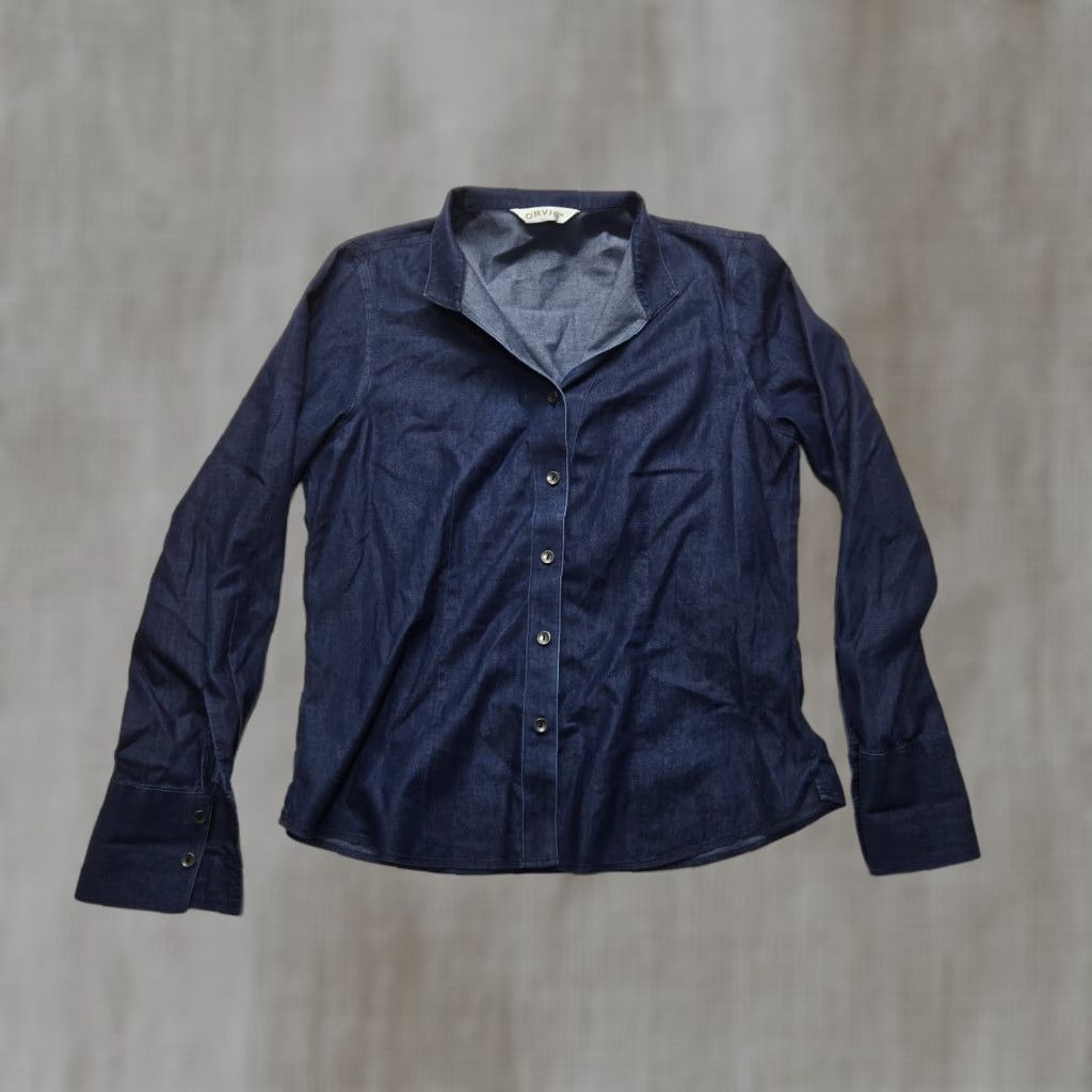 Orvis VINTAGE Orvis Solid Blue Long Sleeve Button-Up Shirt Adult Women's Size M Size M / US 6-8 / IT 42-44 - 1 Thumbnail