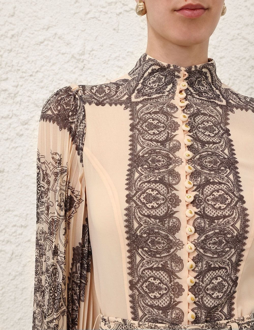 Zimmermann oc11z0825 Sunray Pleated Blouse in Macadamia/Black Size S / US 4 / IT 40 - 5 Thumbnail