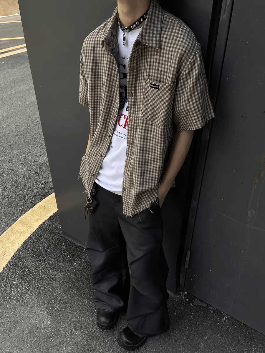Japanese Brand × Vintage Gray Plaid Loose Casual Plaid Shirt Size US L / EU 52-54 / 3 - 1 Thumbnail