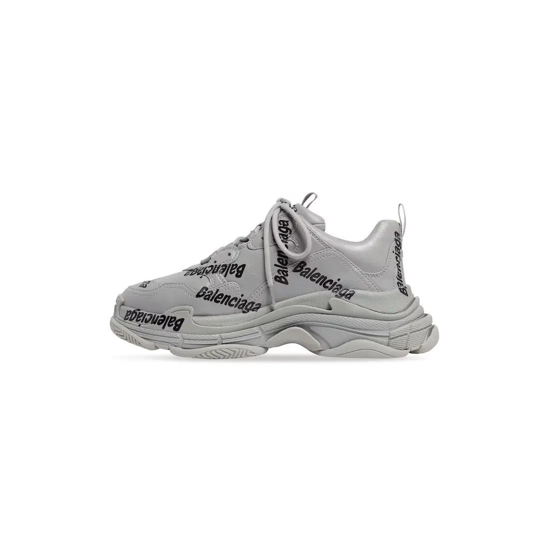 Balenciaga o1bcso1str1224 Triple S Logotype Sneakers in Grey/Black Size US 10 / EU 43 - 7 Thumbnail