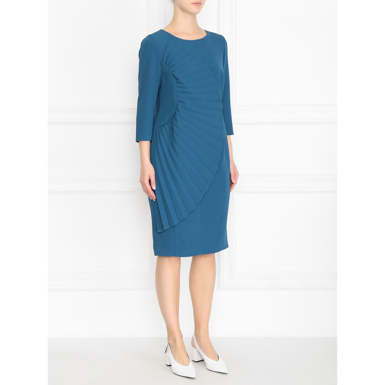 Marina Rinaldi Marina Rinaldi Blue Dizione Pleated Midi Dress Plus 24 Event Size 4XL / US 24-26 - 1 Thumbnail