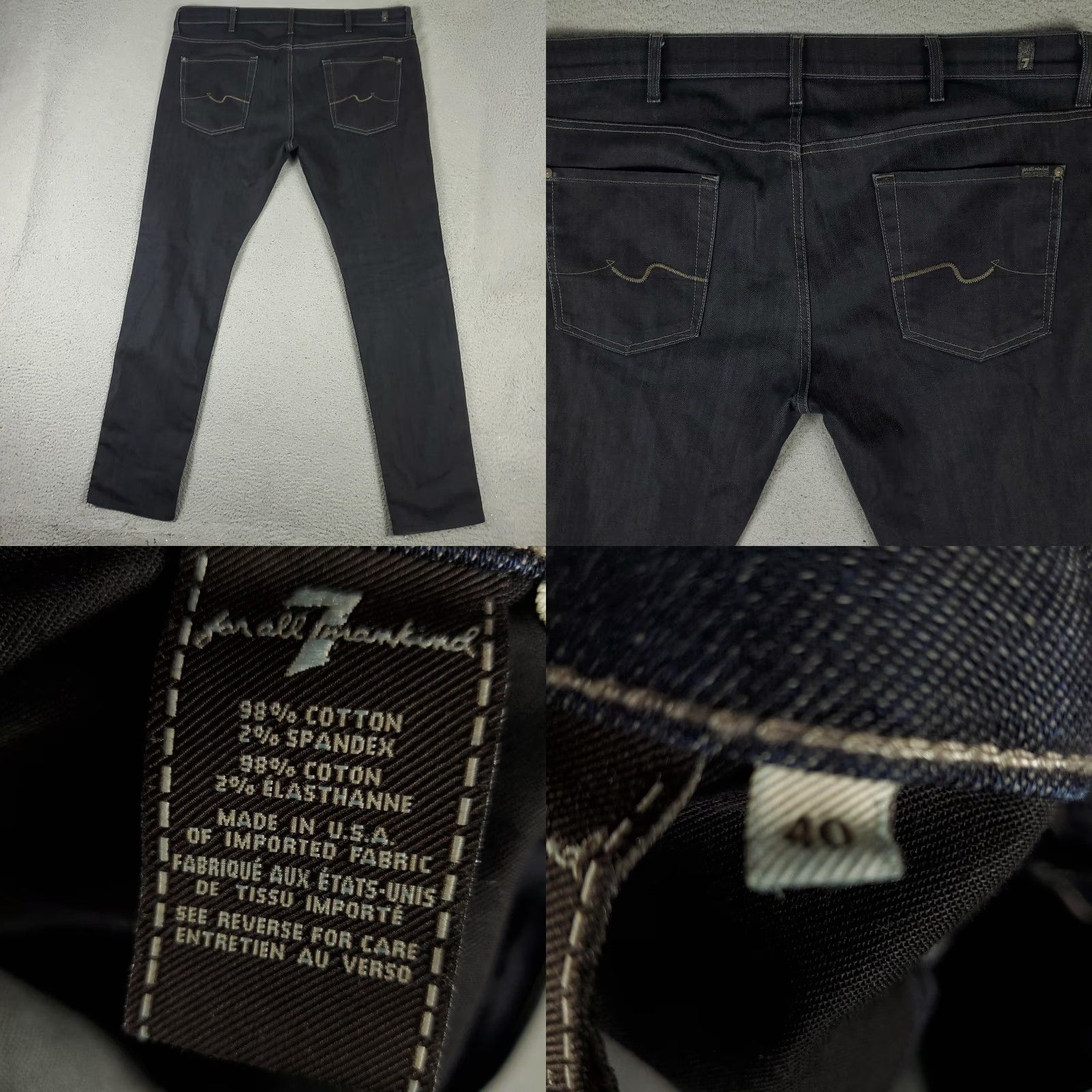 7 For All Mankind VINTAGE 7 For All Mankind Jeans Mens Regular Fit Skinny Denim Pants 40x34 Dark Wash Blue Size US 40 / EU 56 - 8 Thumbnail