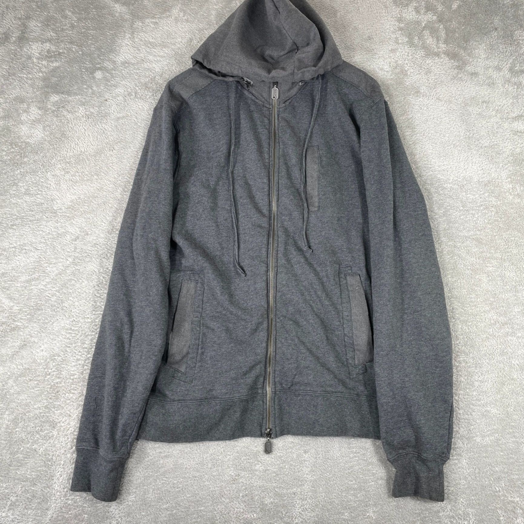 Elwood Elwood Zip Up Hoodie Mens XL Gray Removable Hood Zipper Logo Sweatshirt Streetwear Grunge Size US XL / EU 56 / 4 - 2 Thumbnail