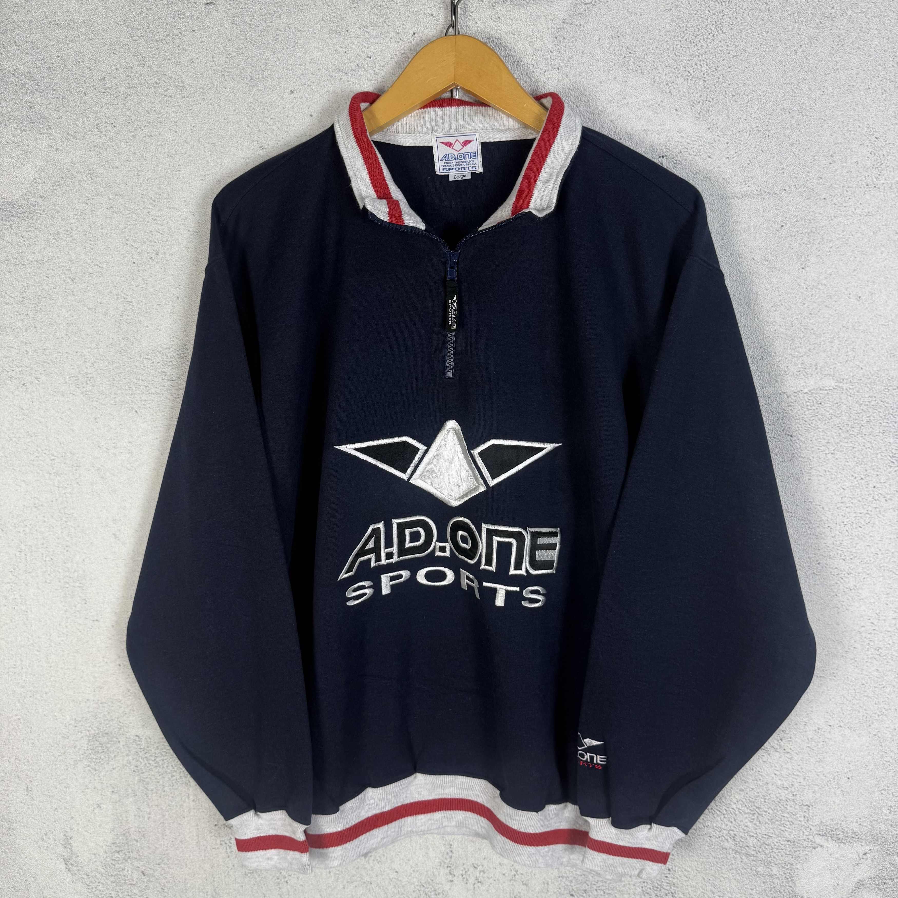 Vintage Vintage AD One Sports Halfzip Sweatshirt Size US L / EU 52-54 / 3 - 1 Thumbnail