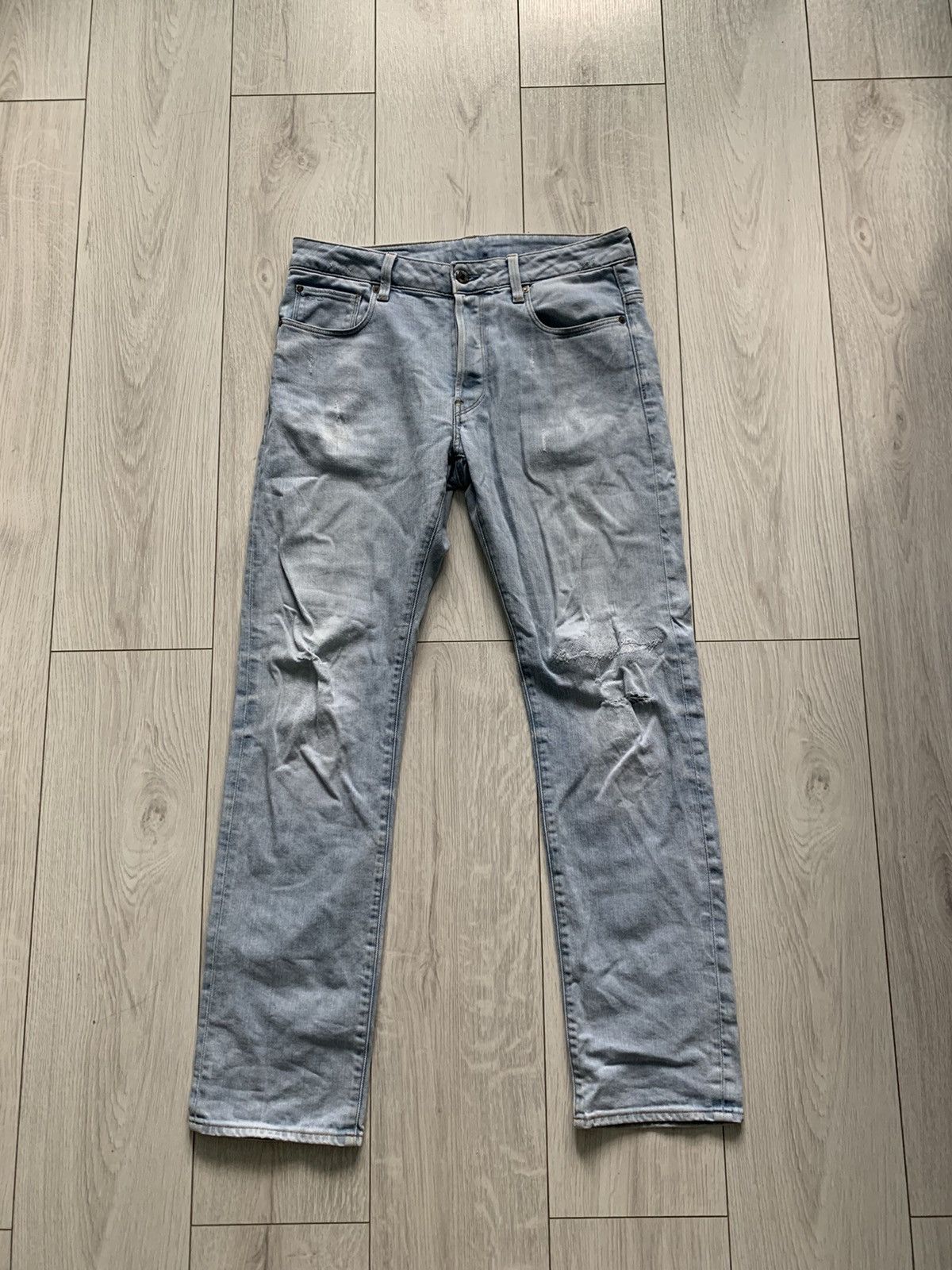 G-Star × Vintage Y2k baby blue g star glo distressed denim jeans Size US 34 / EU 50 - 1 Thumbnail