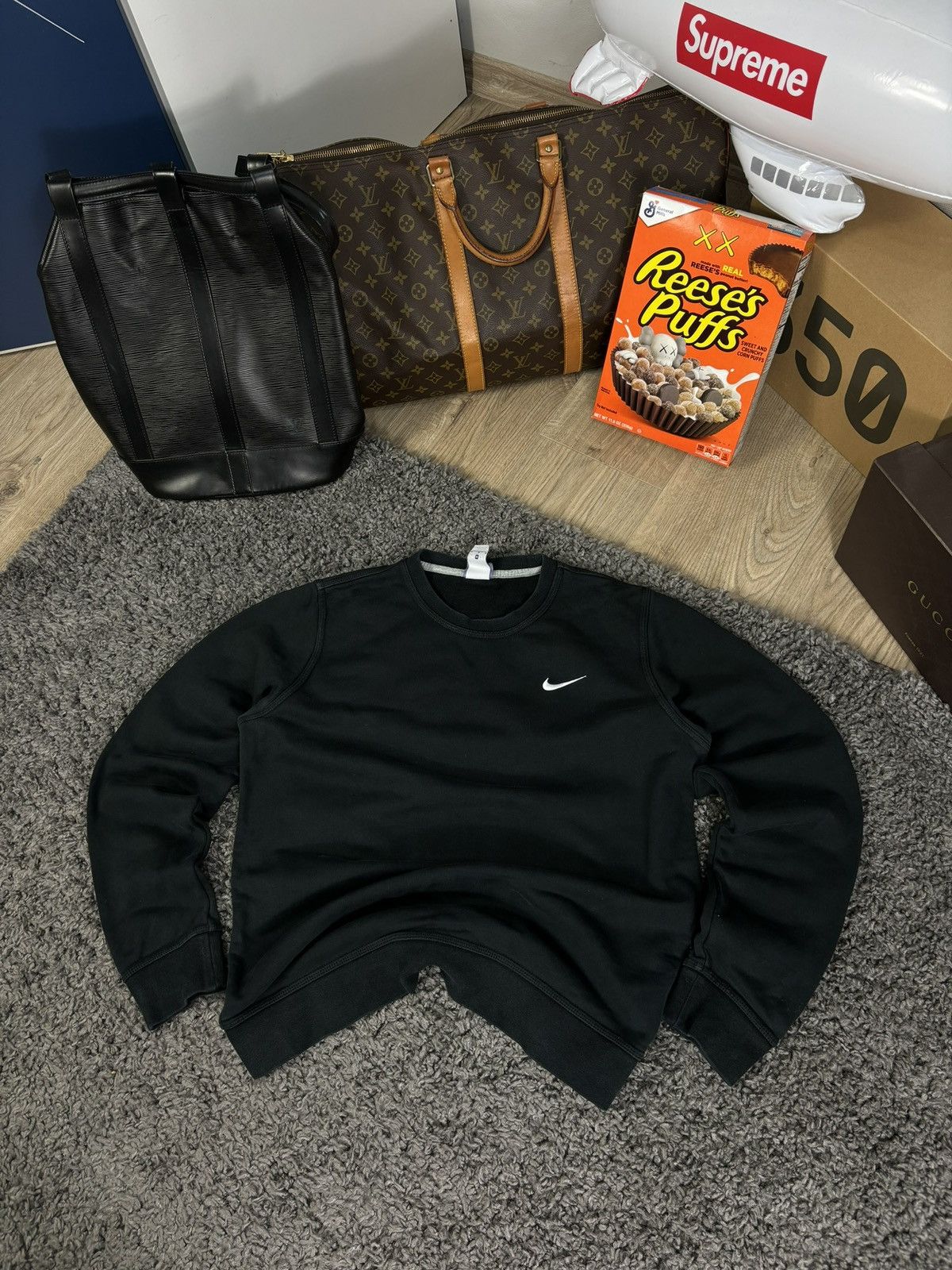 Nike × Vintage Vintage Nike Sweatshirt Navy Swoosh Logo Minimalistic Hoodie Size US M / EU 48-50 / 2 - 1 Thumbnail