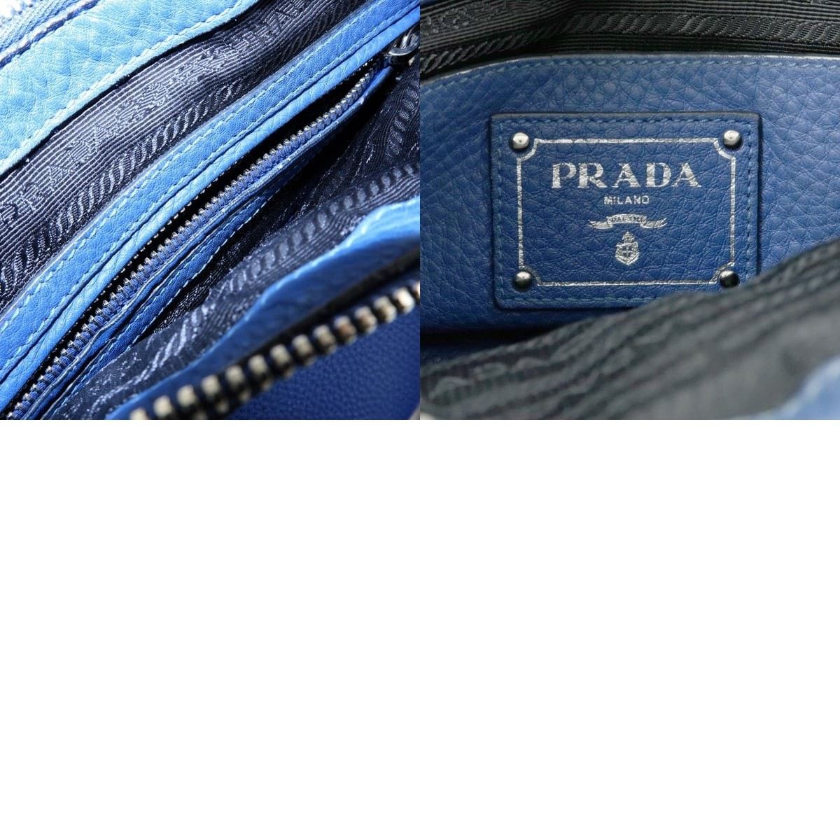 Prada Prada Vitello Daino Calfskin Shoulder Bag Blue Size ONE SIZE - 8 Thumbnail