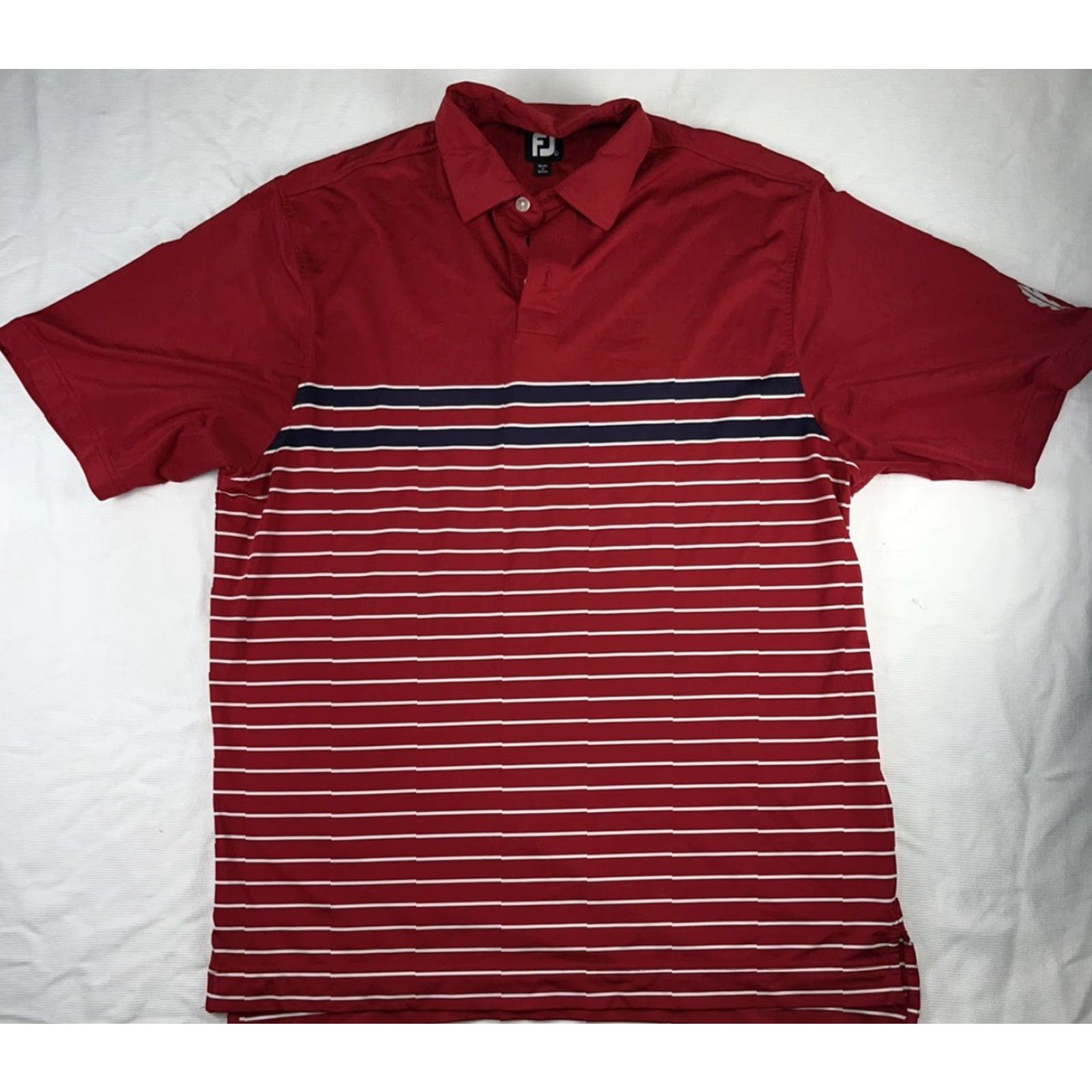 Footjoy FootJoy Polo Shirt Mens XL Red White Blue Striped Logo Preppy Casual Golf Shirt Size US XL / EU 56 / 4 - 2 Thumbnail