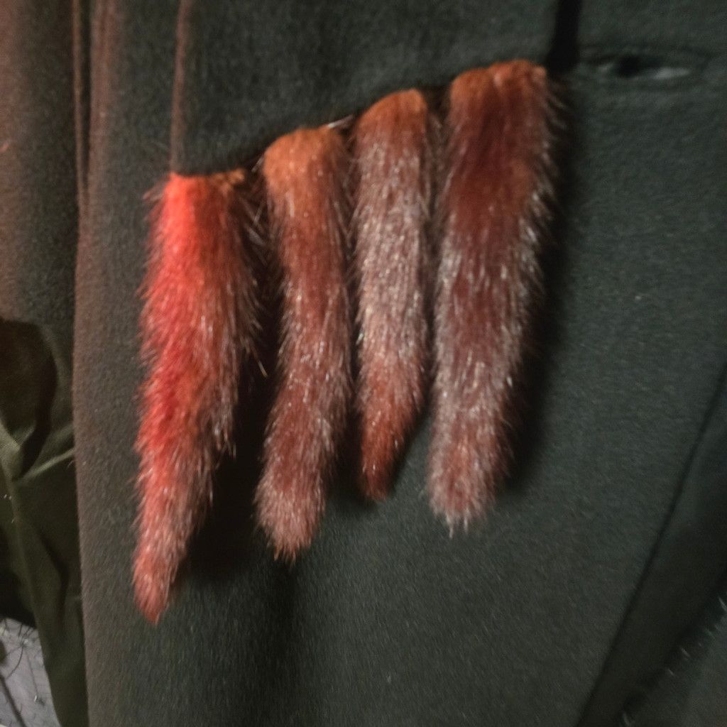 The Unbranded Brand VTG ILGWU Elegant Black Trench Coat Wool Red Fur On Scarf Size XL / US 12-14 / IT 48-50 - 3 Thumbnail
